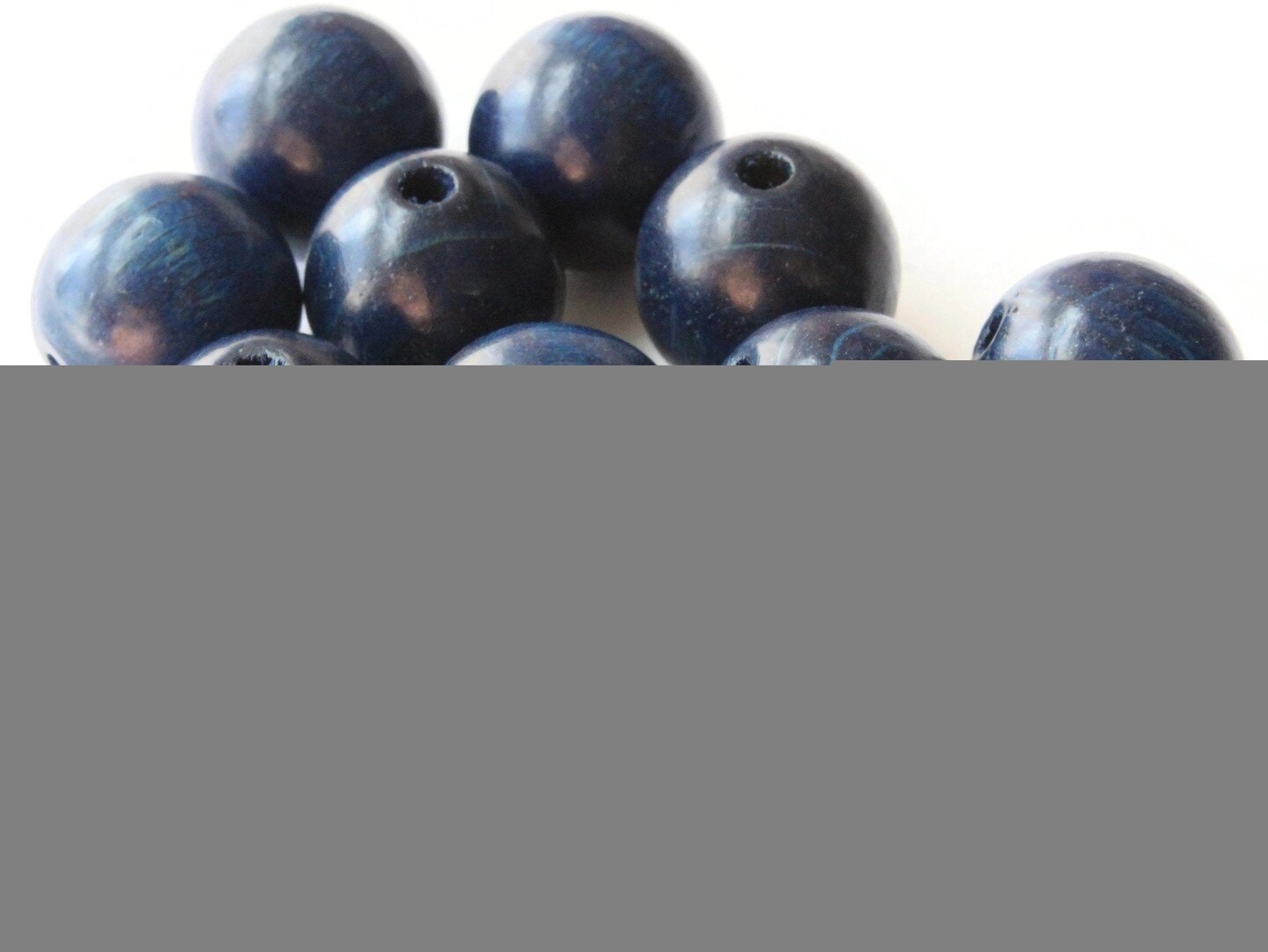 12 16mm Round Blue Vintage Wood Beads