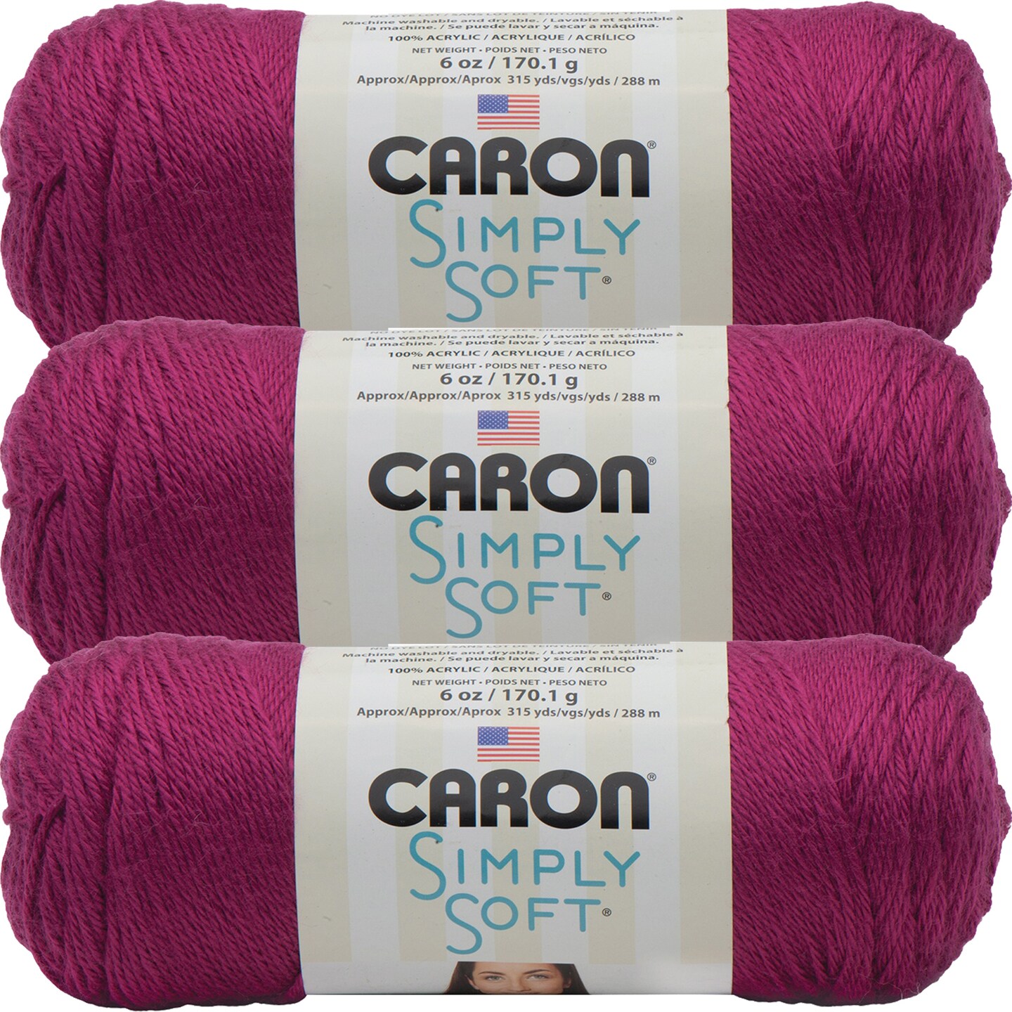 Multipack of 03 - Caron Simply Soft Solids Yarn-Fuchsia
