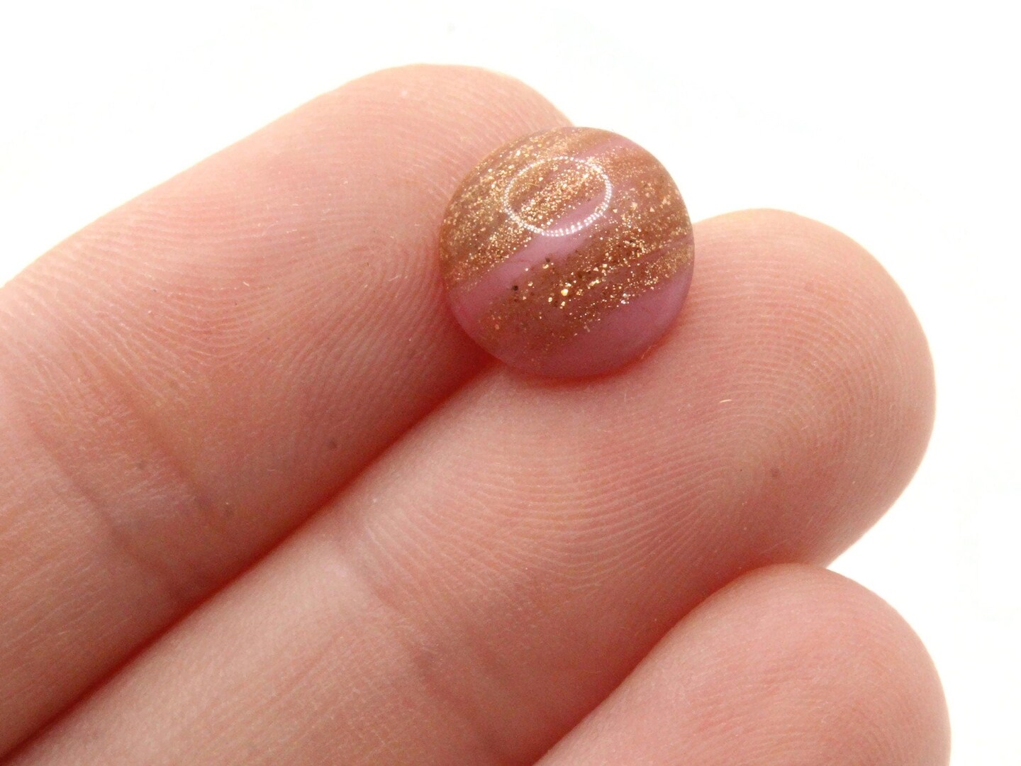 6 11mm Vintage Pink and Gold Glass Shank Buttons Sewing Notions