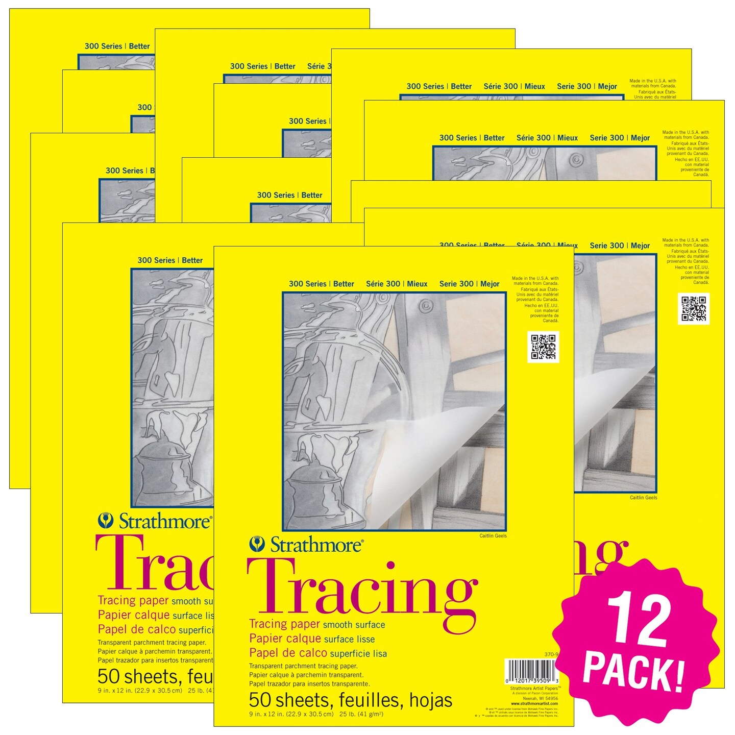 Multipack of 12 - Strathmore Tracing Paper Pad 9&#x22;X12&#x22;-50 Sheets