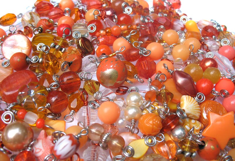 Orange Bead Charms Grab Bag, Bulk Glass &#x26; Acrylic Dangle Charms, Adorabilities