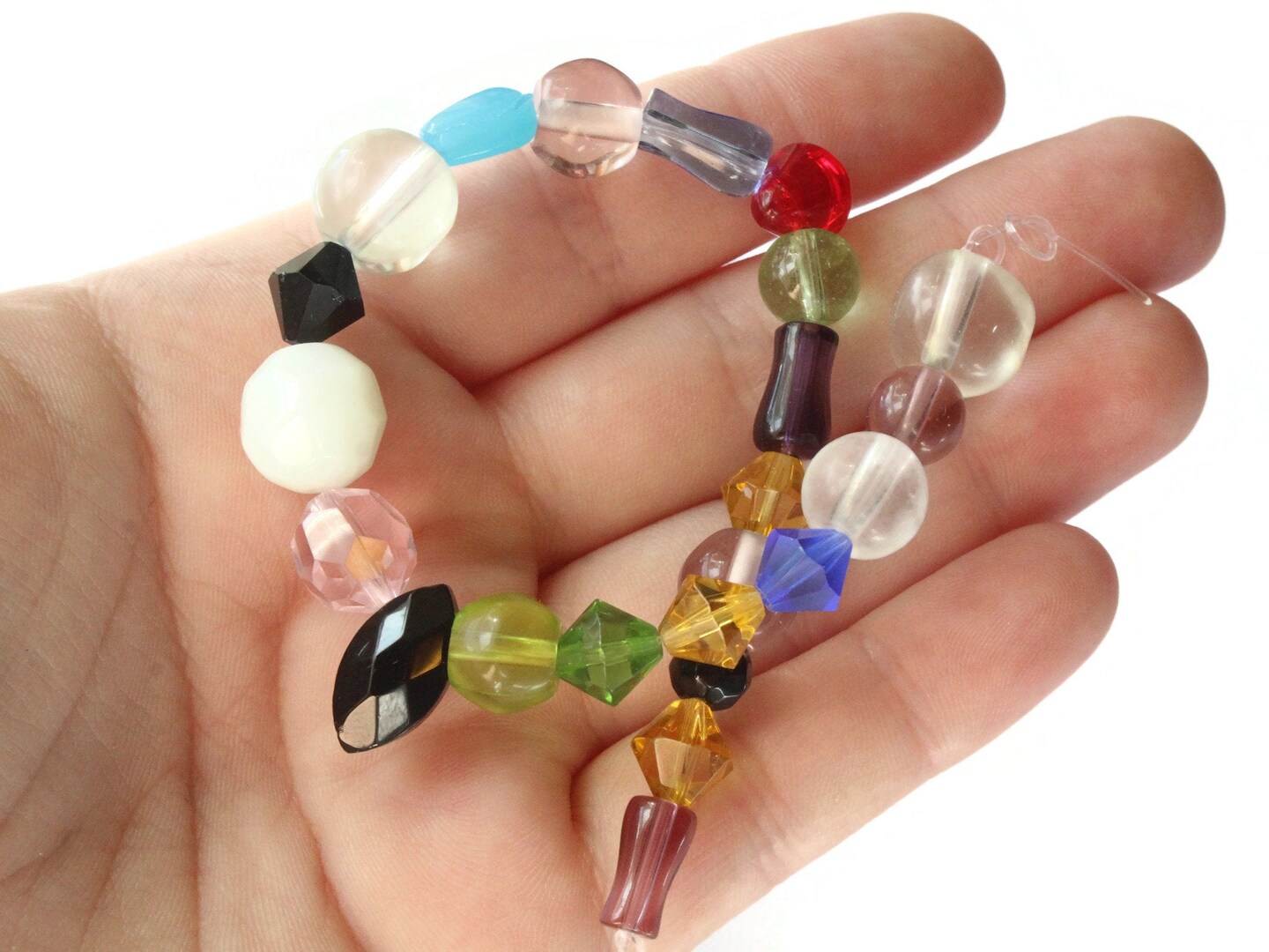 8 Inch Strand of Mixed Glass Beads to String