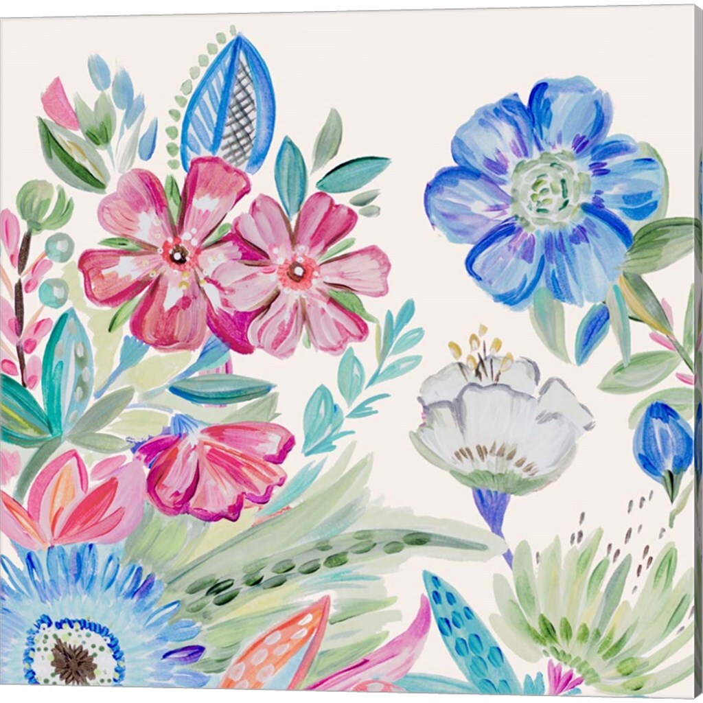Spring Flower Garden by Ani Del Sol 14" x 14" Canvas Wall Art (Set of 2)