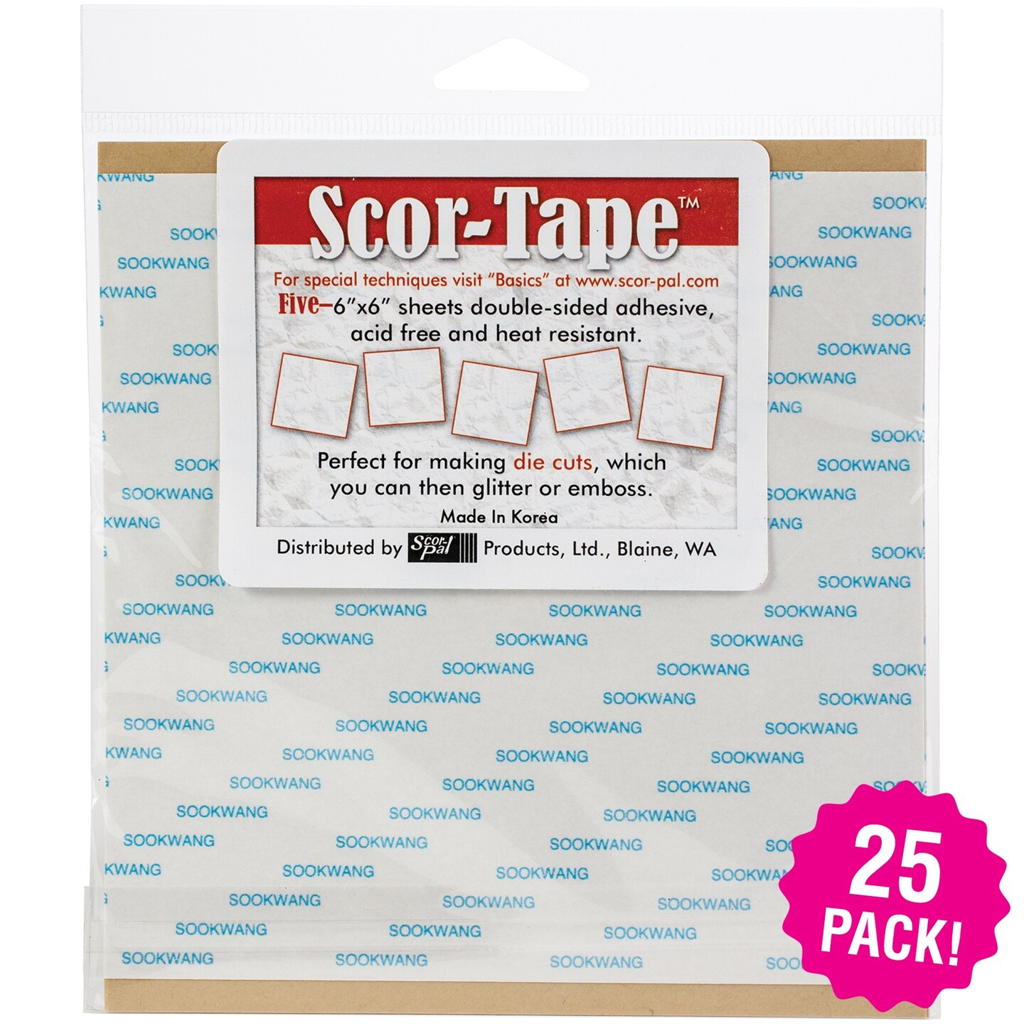 Multipack of 25 - Scor-Tape Sheets 5/Pkg-6&#x22;X6&#x22;