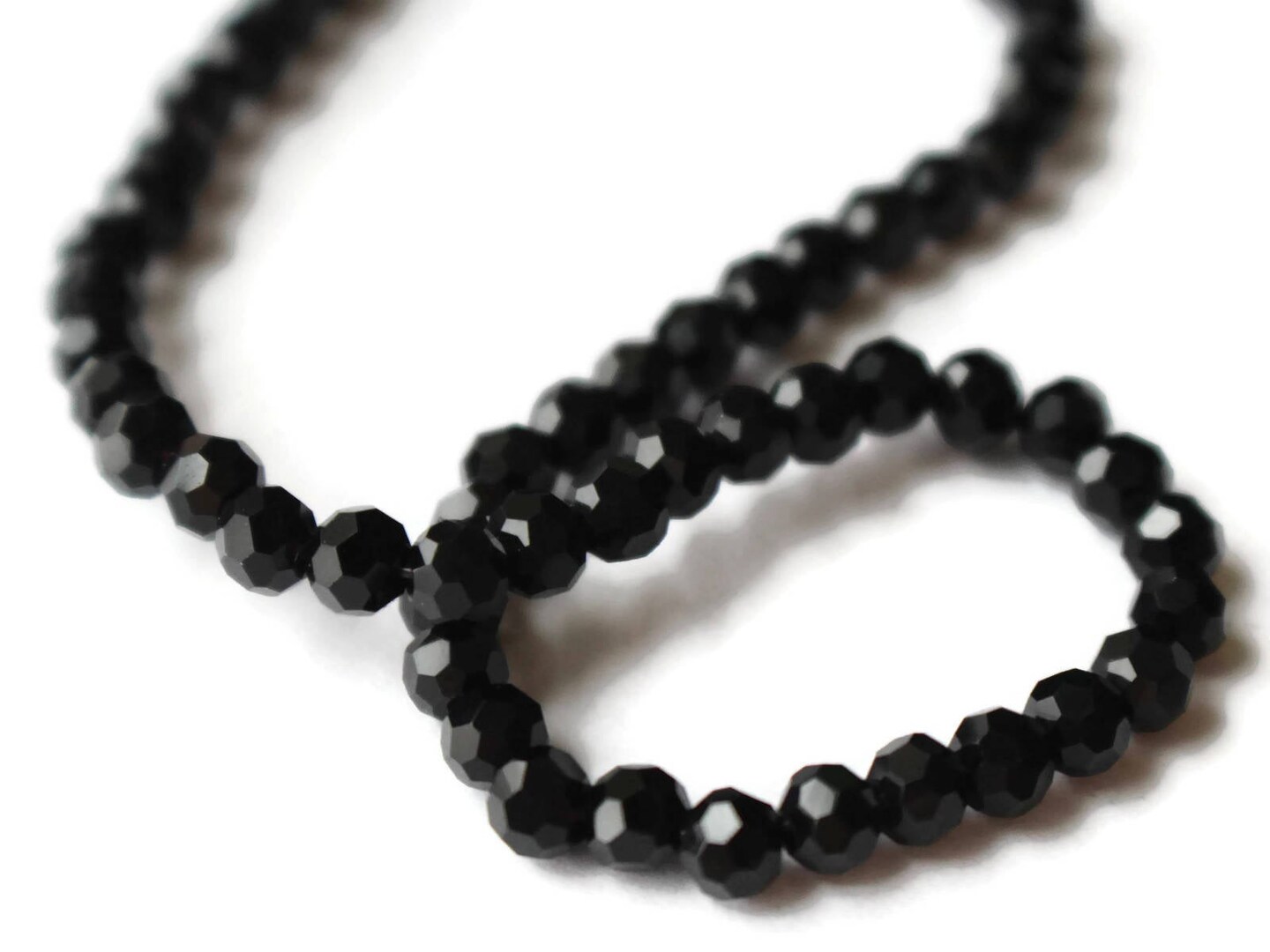 99 4mm Black Faceted Round Crystal Glass Beads