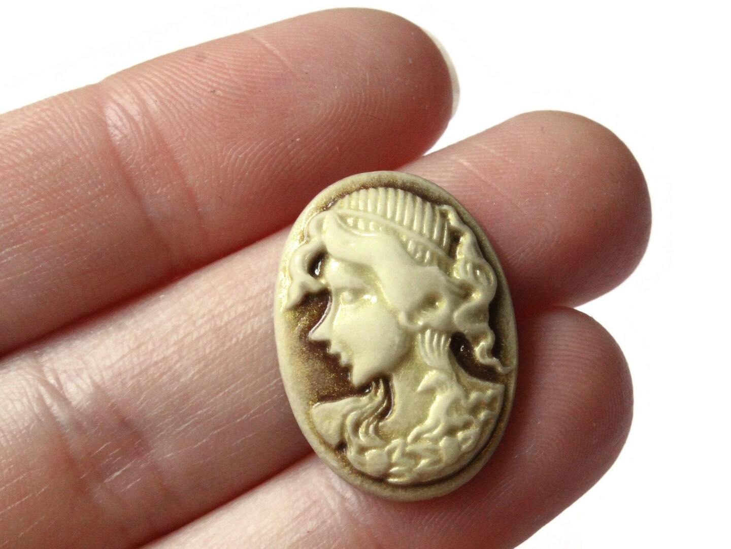 10 25mm x 18mm Brown Cameo Cabochons Resin Woman Face Cameo Cabochons