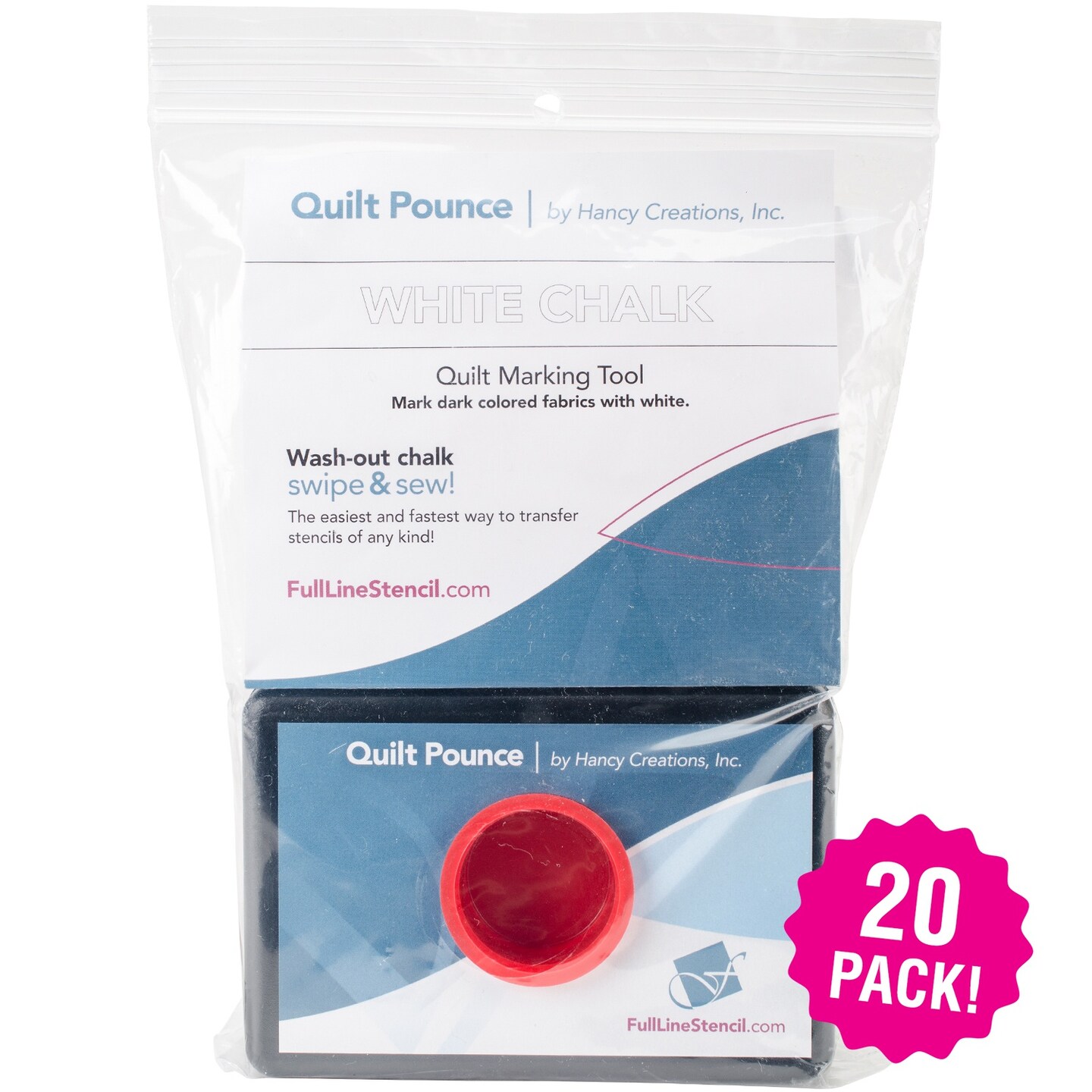Multipack of 20 - Hancy Quilt Pounce Pad W/Chalk Powder-4oz White