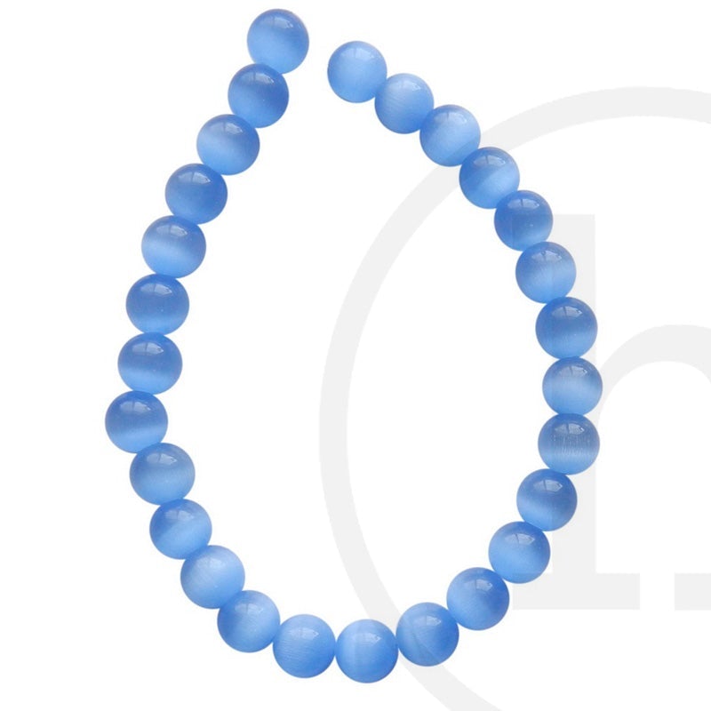 Glass Beads Cat's Eye Round Light Sapphire Michaels