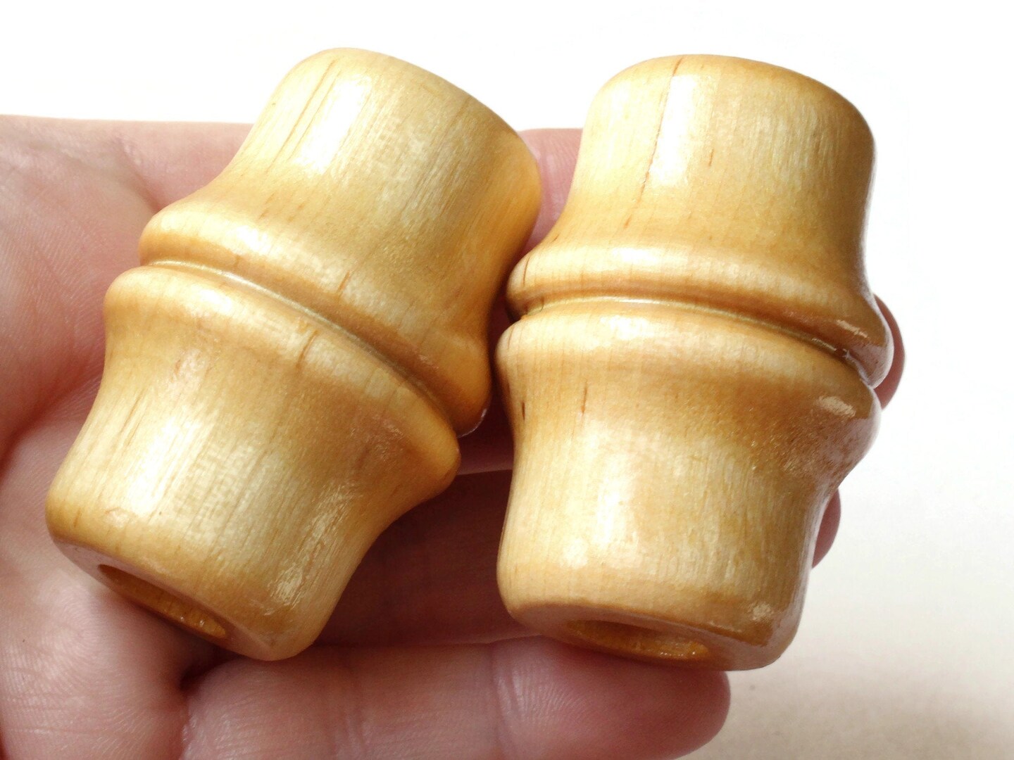 2 51mm Light Brown Bamboo Tube Beads Vintage Wood Beads Wooden Large Hole Macrame Beads bN2