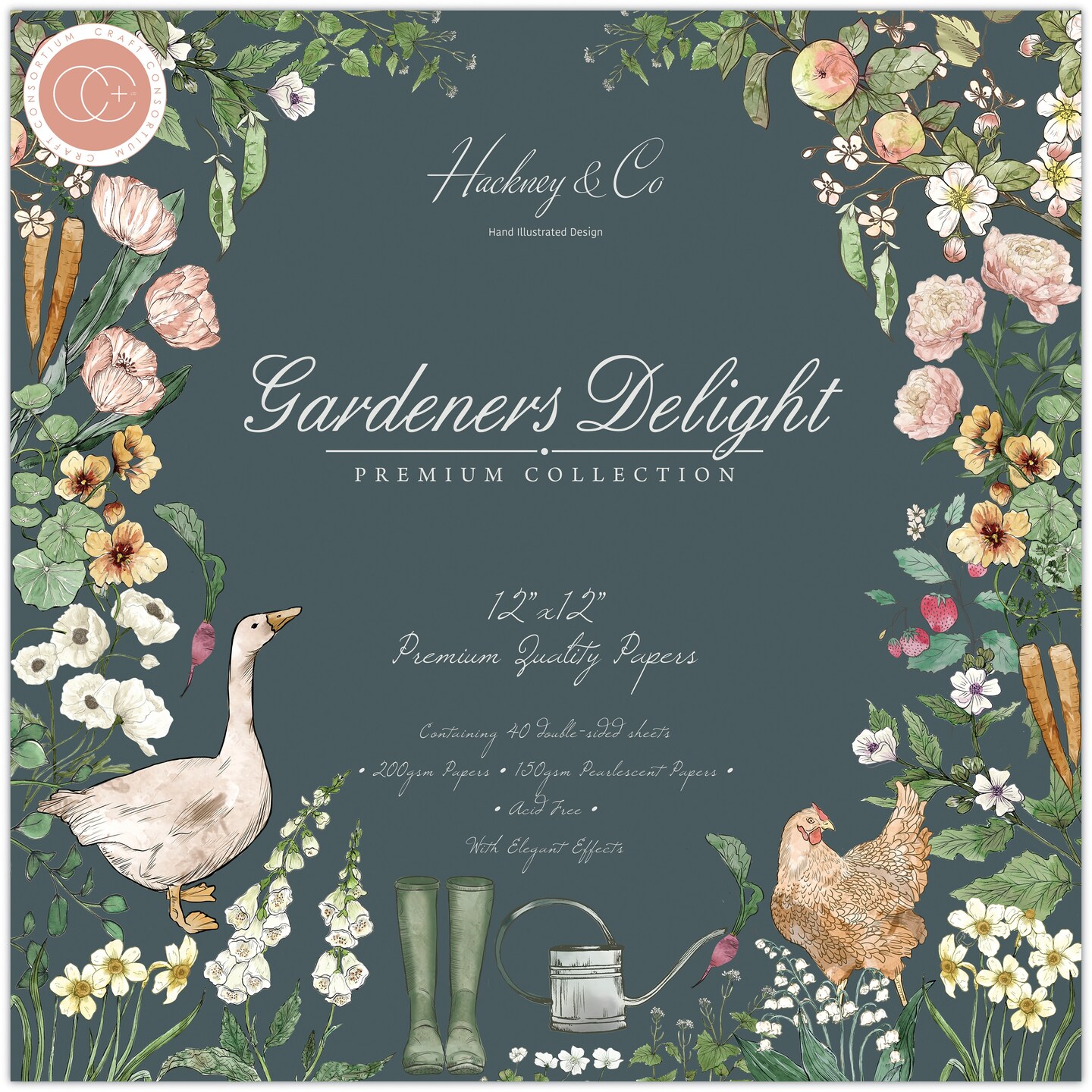 Craft Consortium Double-Sided Paper Pad 12"X12" 40/Pkg-Gardeners Delight