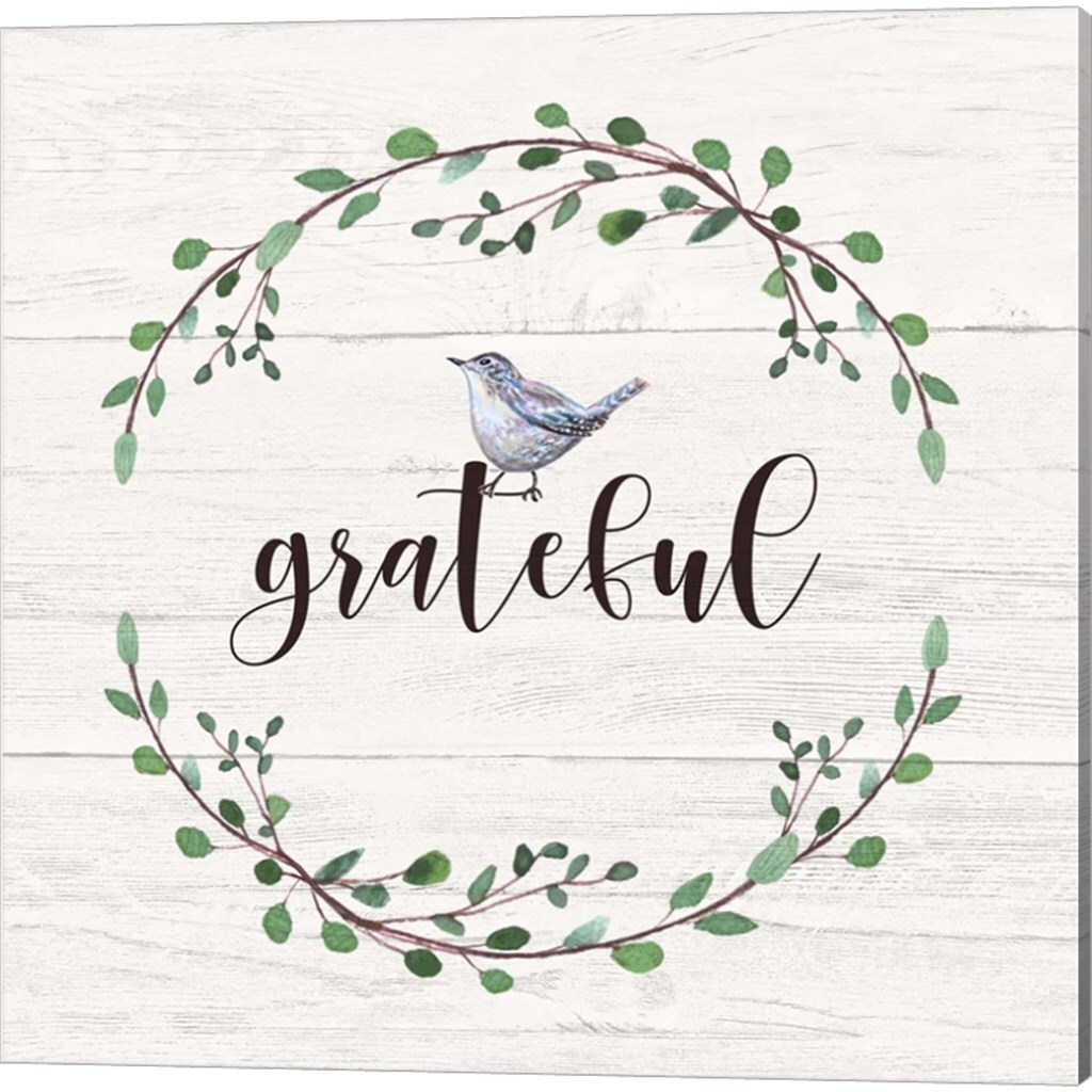Thankful &#x26; Grateful Signs by Elizabeth Tyndall 14&#x22; x 14&#x22; Canvas Wall Art (Set of 2)