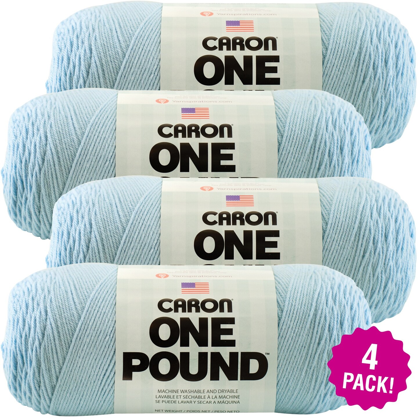 Multipack of 4 - Caron One Pound Yarn-Sky Blue
