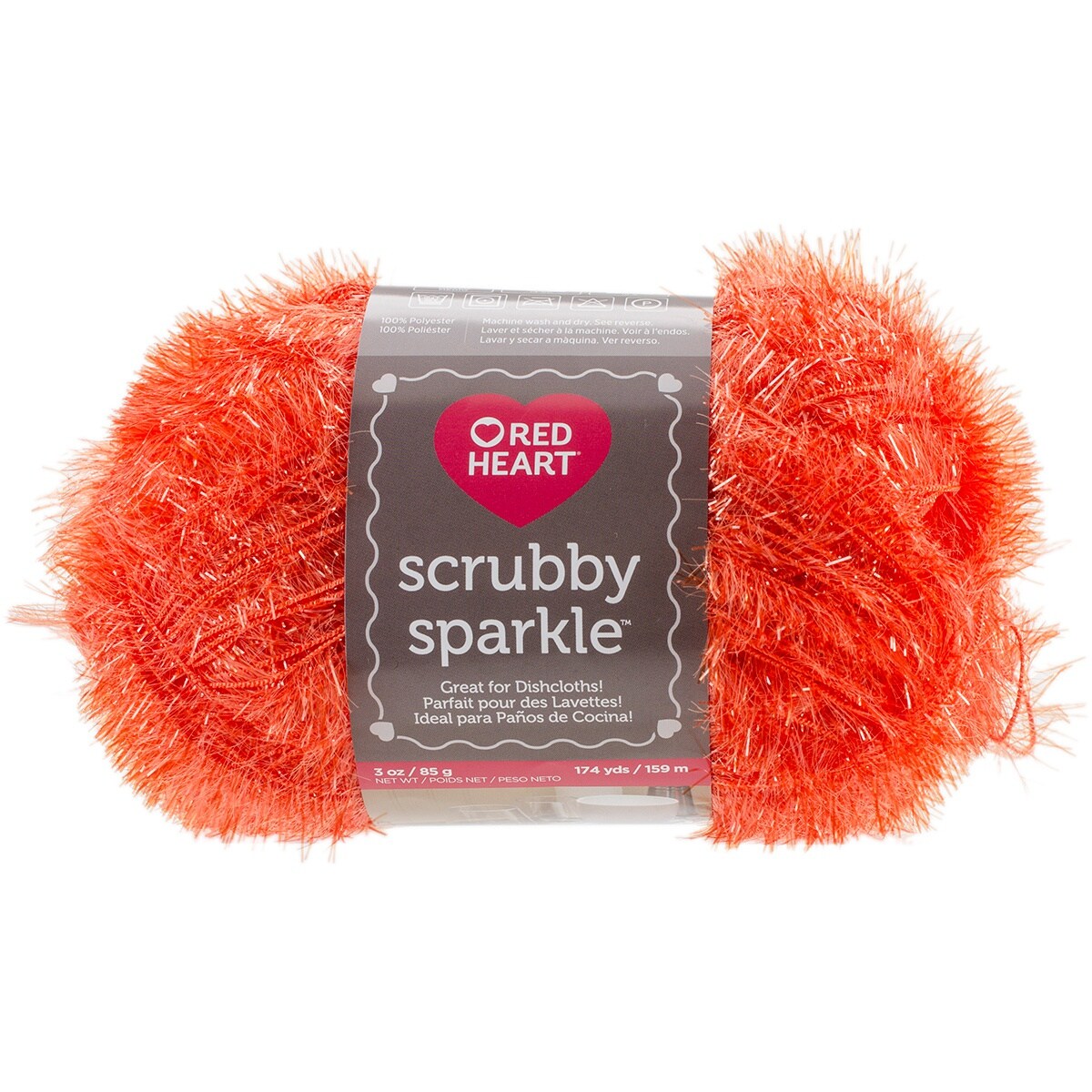 Red Heart Scrubby Sparkle Orange Yarn - 3 Pack of 85g/3oz - Polyester - 4  Medium (Worsted) - 174 Yards - Knitting/Crochet