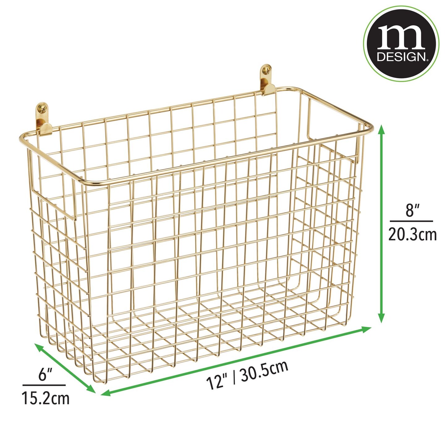 mDesign Metal Wall Mount Hanging Basket Shelf for Home Storage