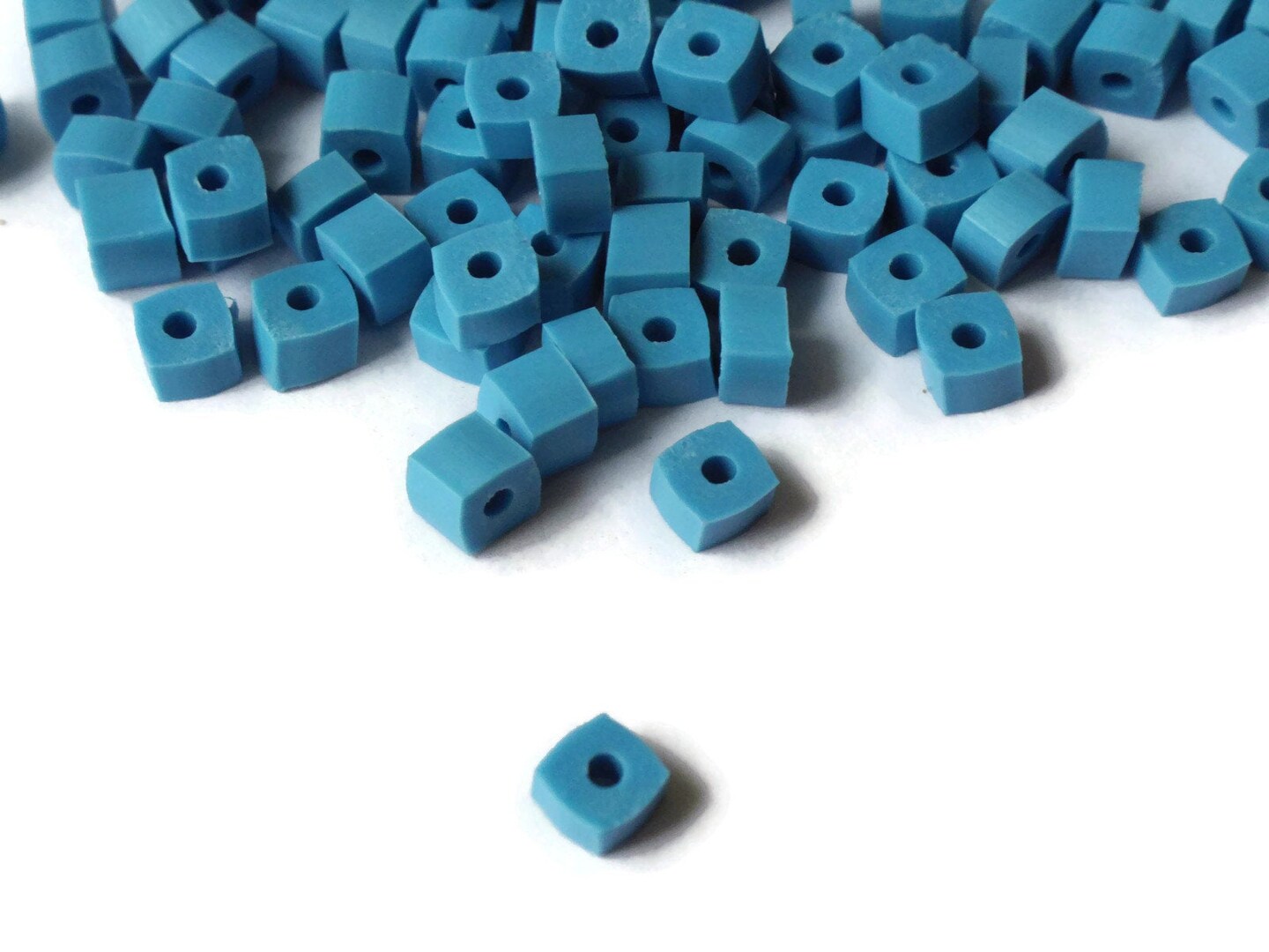 125 5mm Blue Square Beads Small Cube Beads Vintage Plastic Spacer Beads