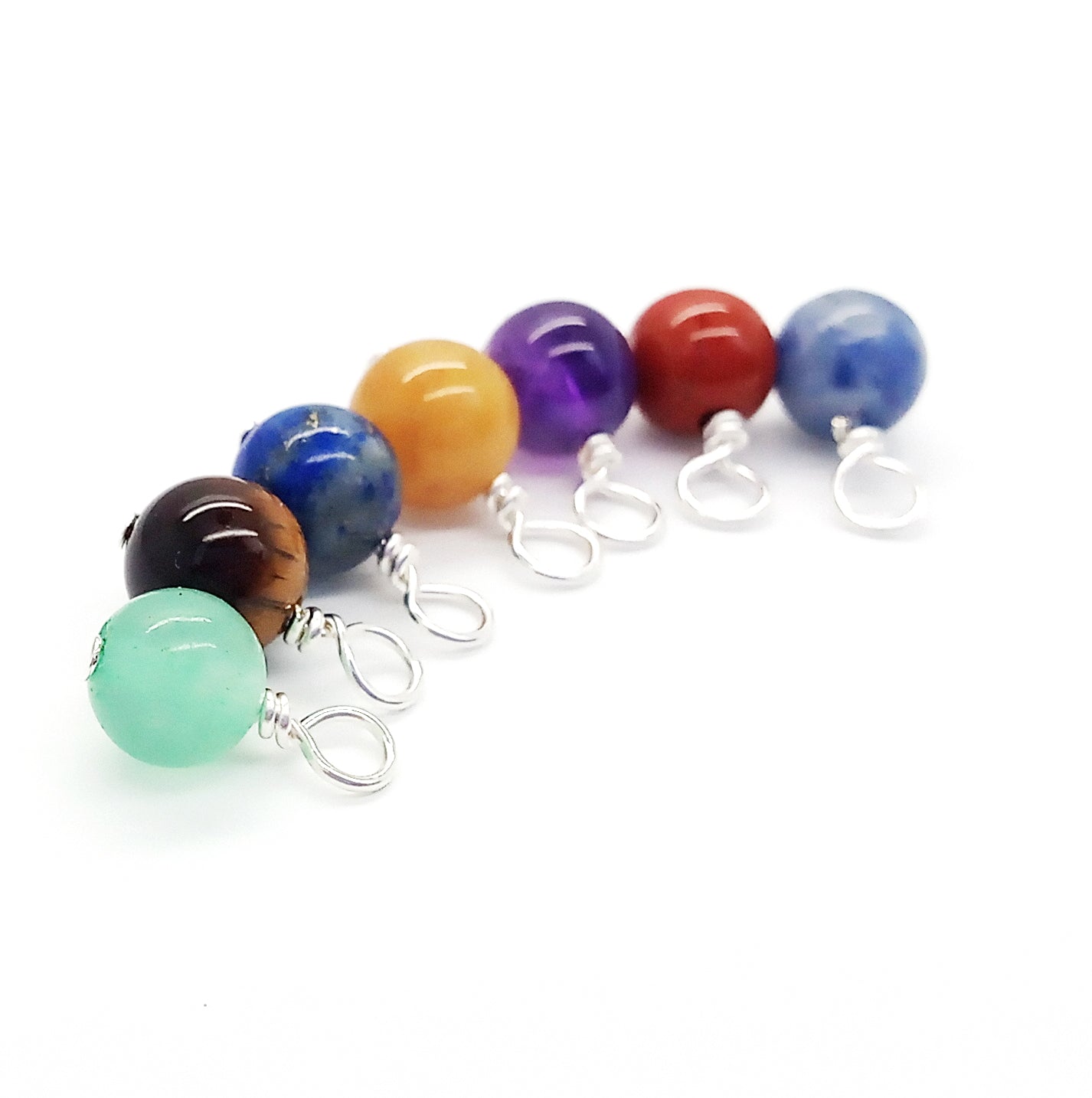 Chakra Gemstone Charms, 7 Charms or Pairs of Bead Dangles for Earrings, Adorabilities