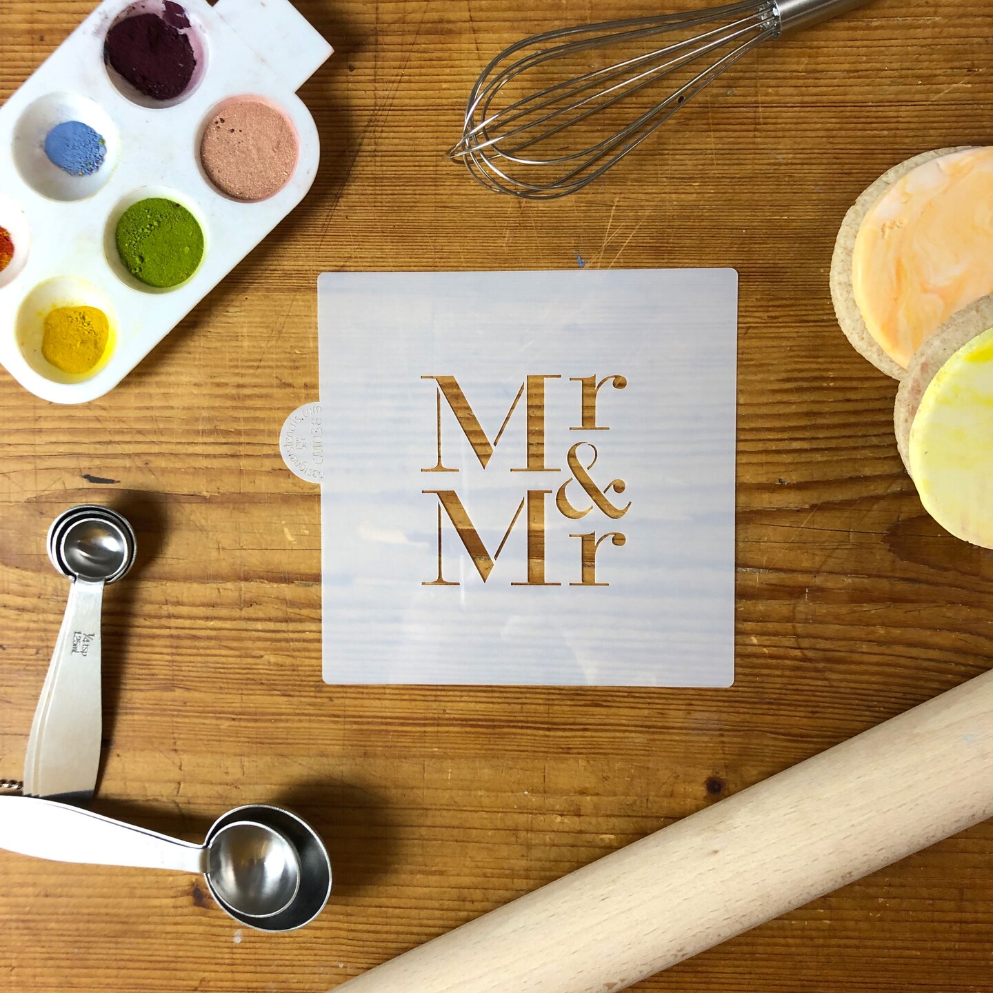 Mr & Mr Cookie & Craft Stencil | CM038 by Designer Stencils | Cookie Decorating Tools | Baking Stencils for Royal Icing, Airbrush, Dusting Powder | Craft Stencils for Canvas, Paper, Wood | Reusable Food Grade Stencil