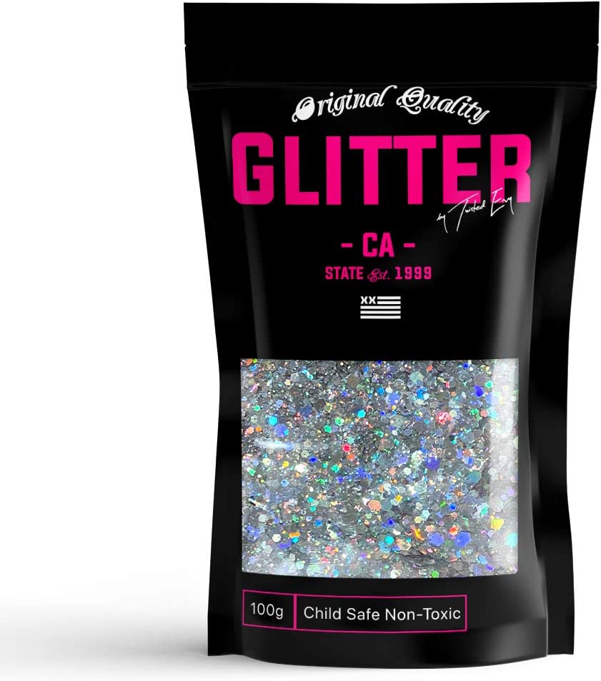 Silver Holographic Chunky Glitter &#x272E; Chunky Glitter Mix &#x272E; 100g Festival Glitter Cosmetic Face Body Hair Nails