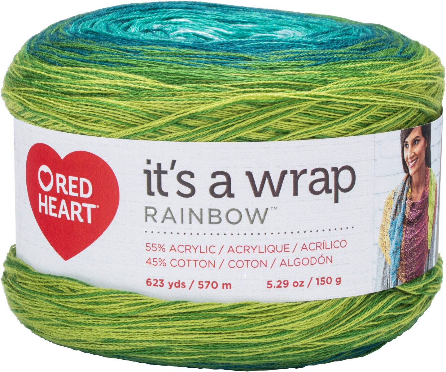 Red Heart It’s A Wrap Seaglass Yarn - 3 Pack of 150g/5.3oz - Acrylic Cotton Blend - 2 Fine - 623 Yards - Knitting/Crochet