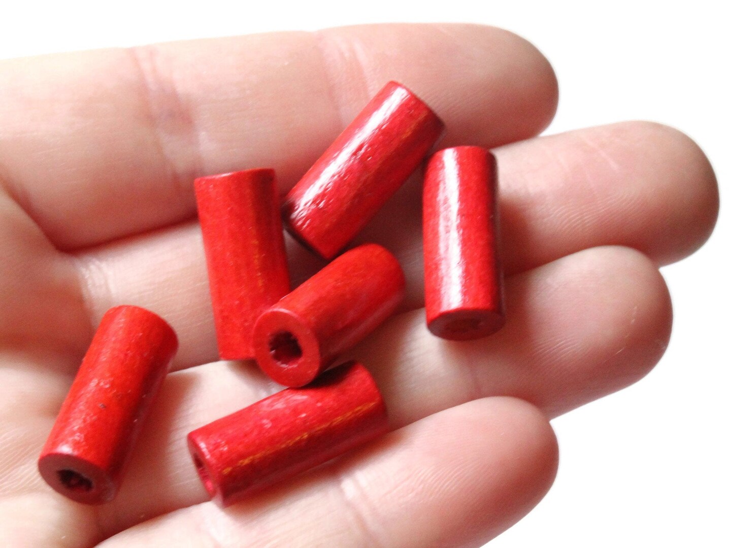 24 18mm Red Vintage Wood Tube Beads Wooden Beads