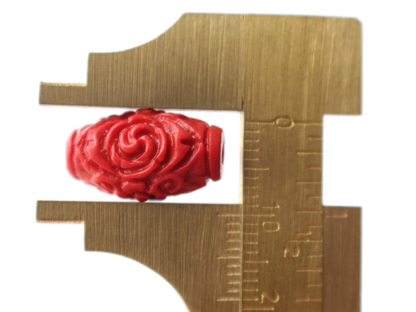 4 17mm Carved Cinnabar Barrel Beads Cinnabar Tube Beads Red Lacquer Beads