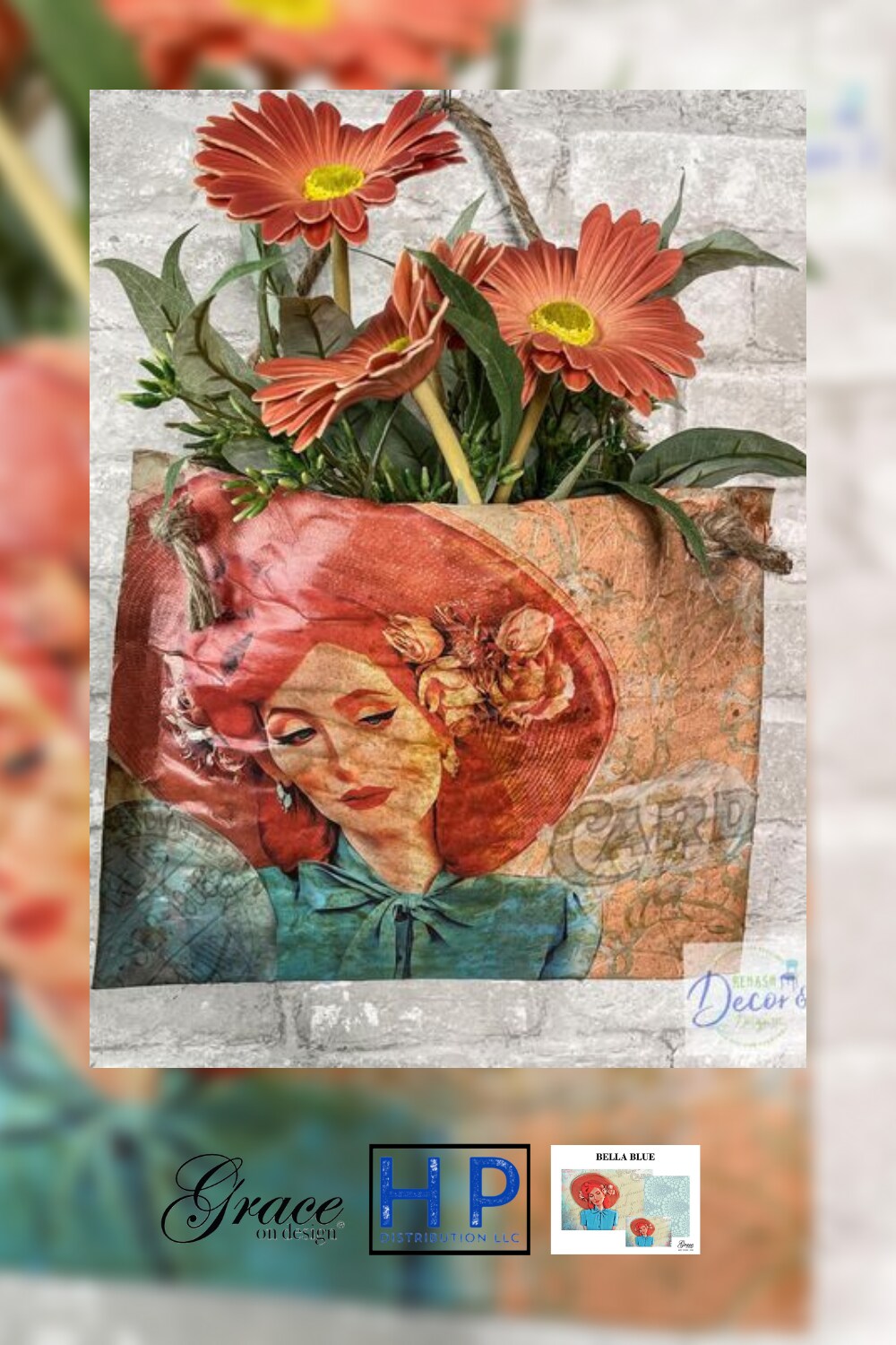 Red Hat Lady - Art Paper for Decoupage and Mixed Media (Small 12x18)