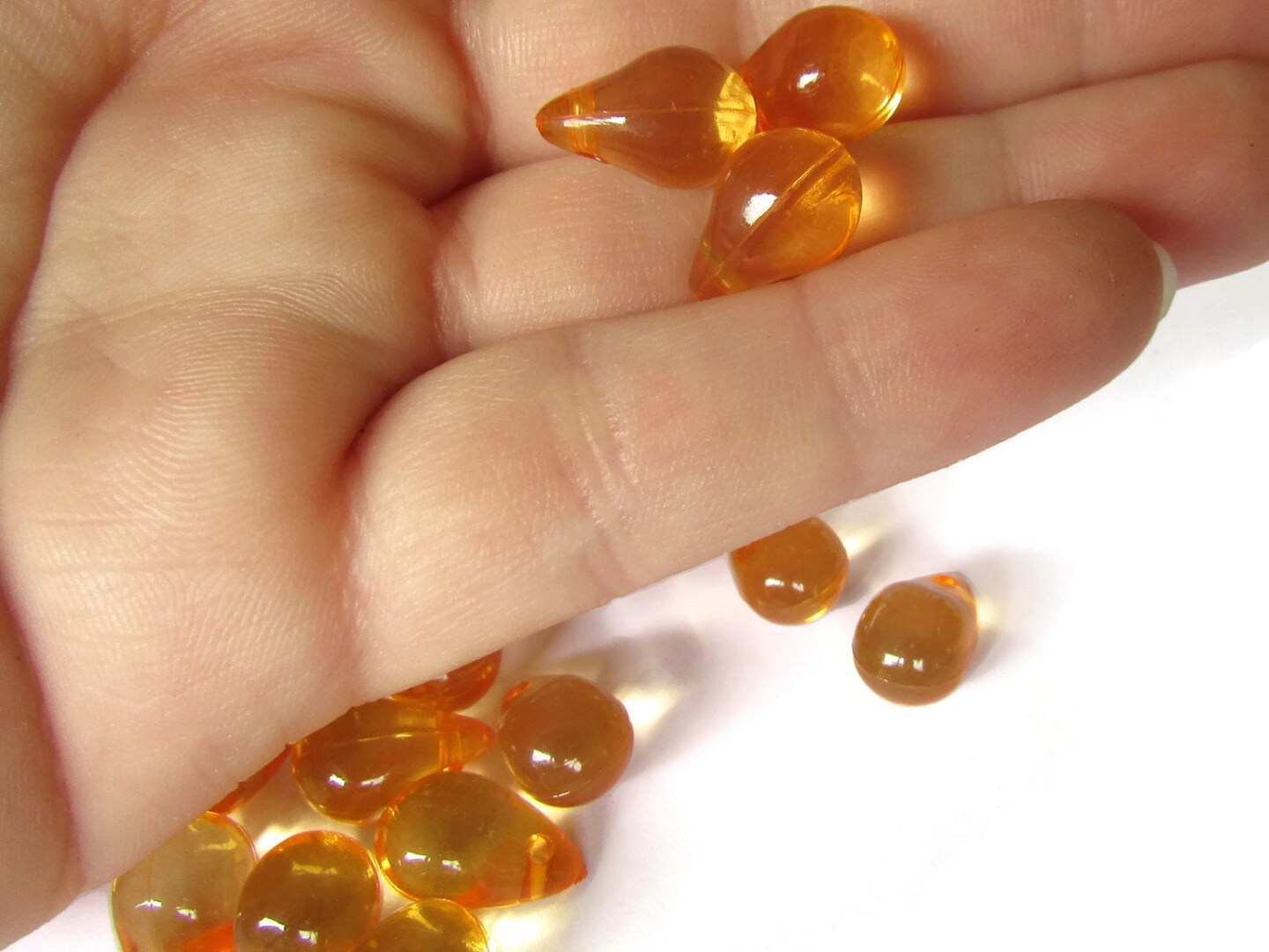 30 13mm Golden Orange Teardrop Beads Side Drilled Acrylic Beads