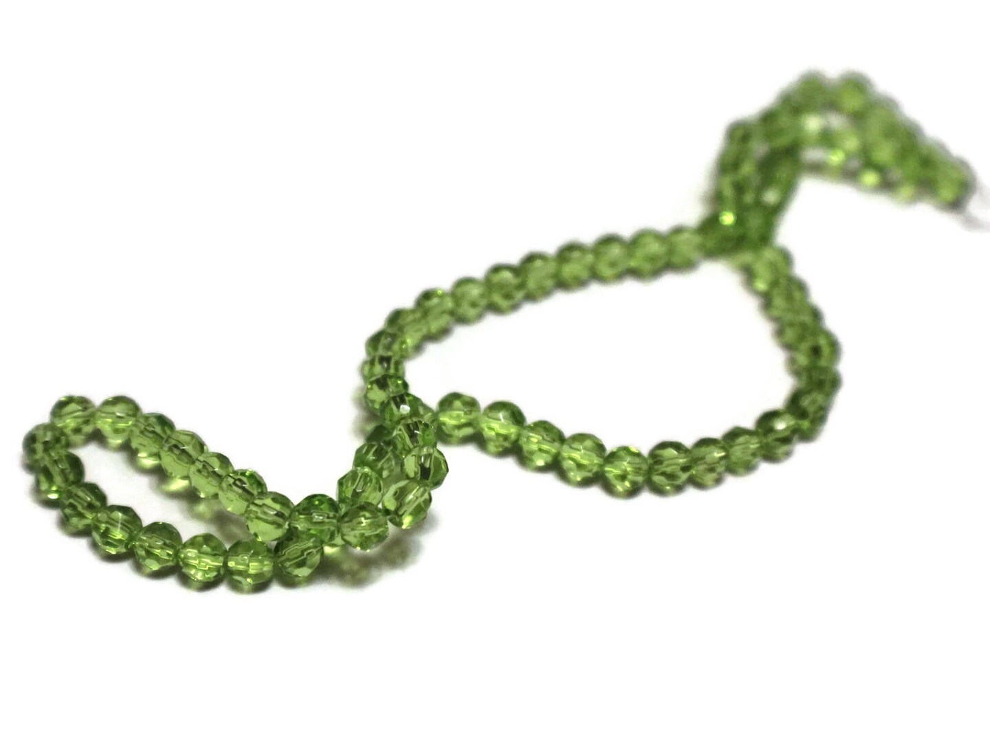75 4mm Light Green Crystal Faceted Round Beads Full 12 Inch Strand