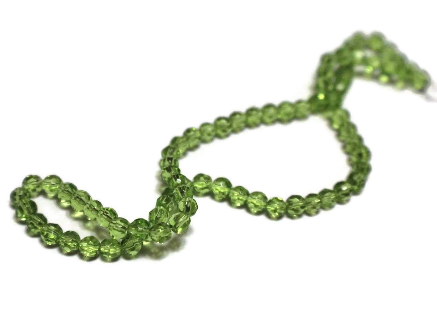 75 4mm Light Green Crystal Faceted Round Beads Full 12 Inch Strand