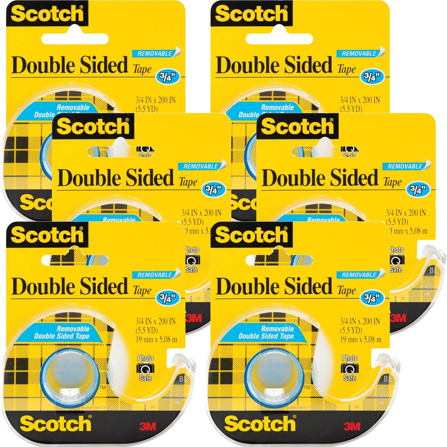 Multipack of 6 - Scotch Removable Double-Sided Tape-.75&#x22;X200&#x22;
