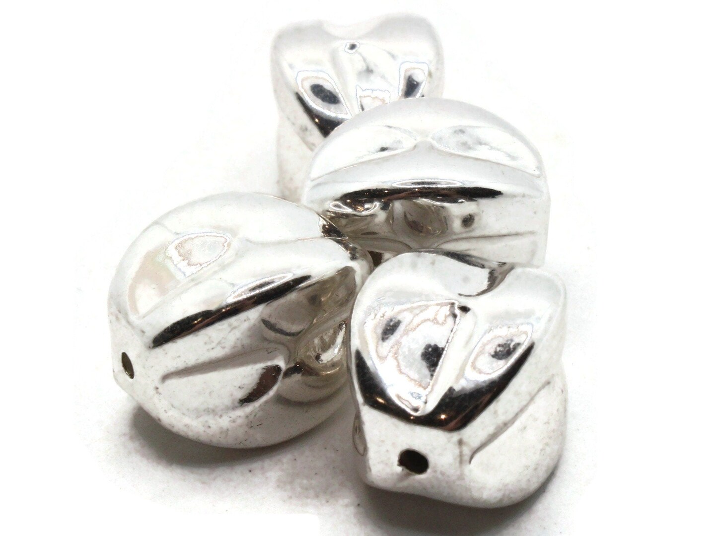 4 23mm Puffed Rectangle Oval Vintage Silver Plated Plastic Beads