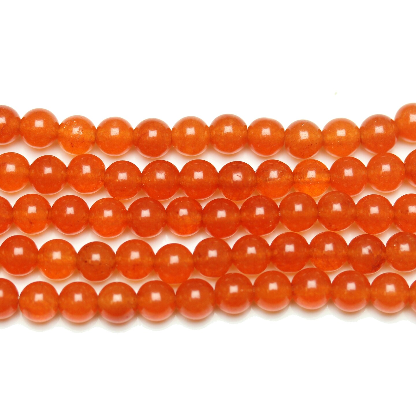 Dyed Orange Jade Round Beads