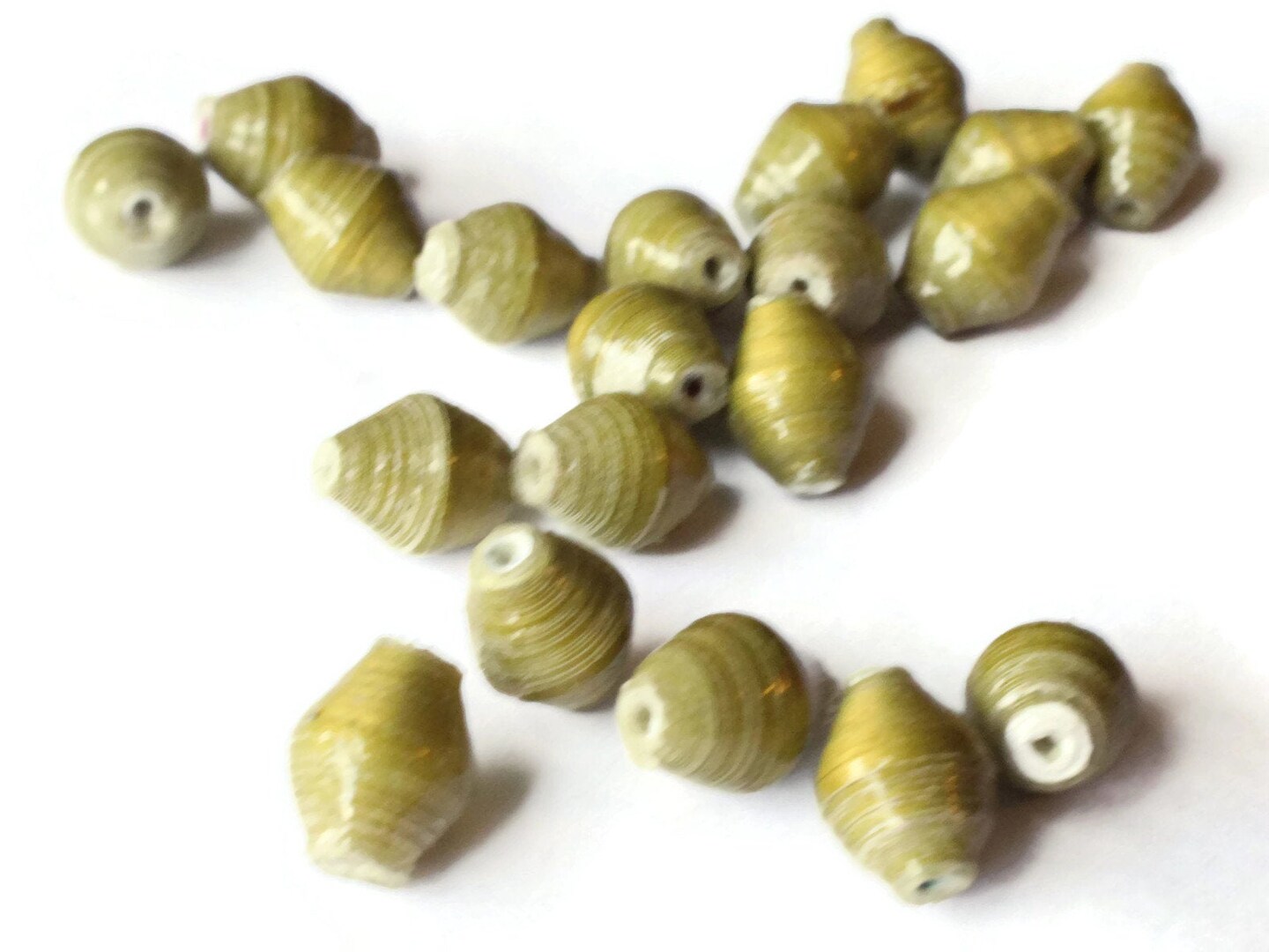 10 10mm Olive Green Ugandan Paper Beads - Fair Trade Beads