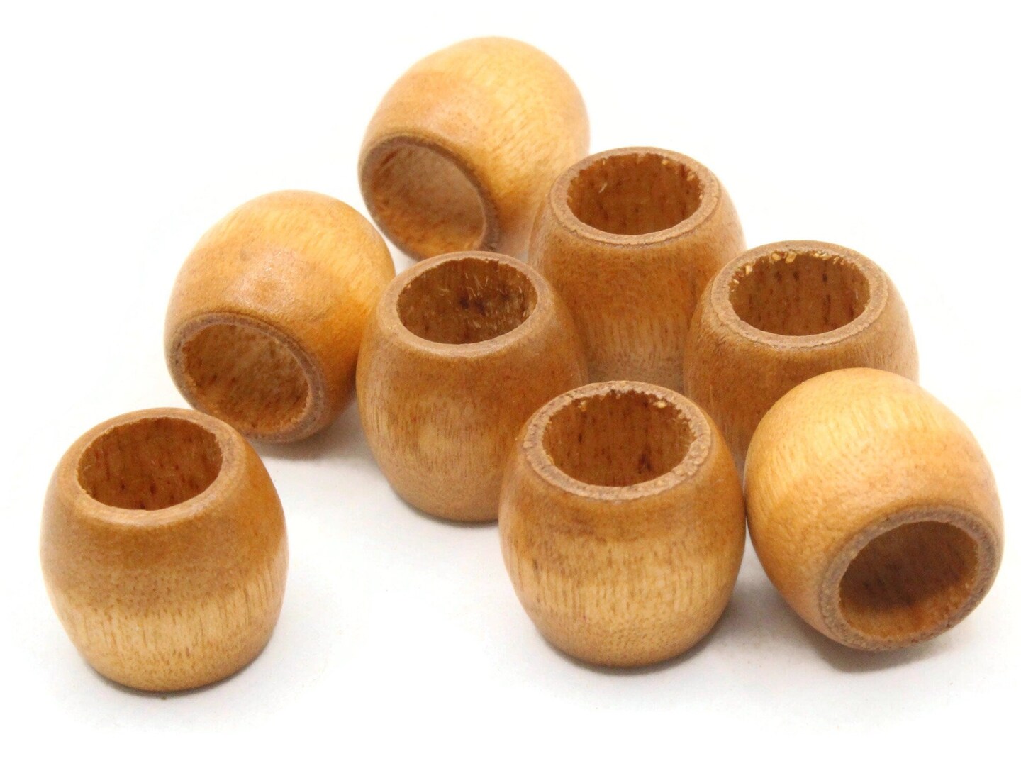 8 17mm Light Brown Large Hole Wooden Barrel Beads