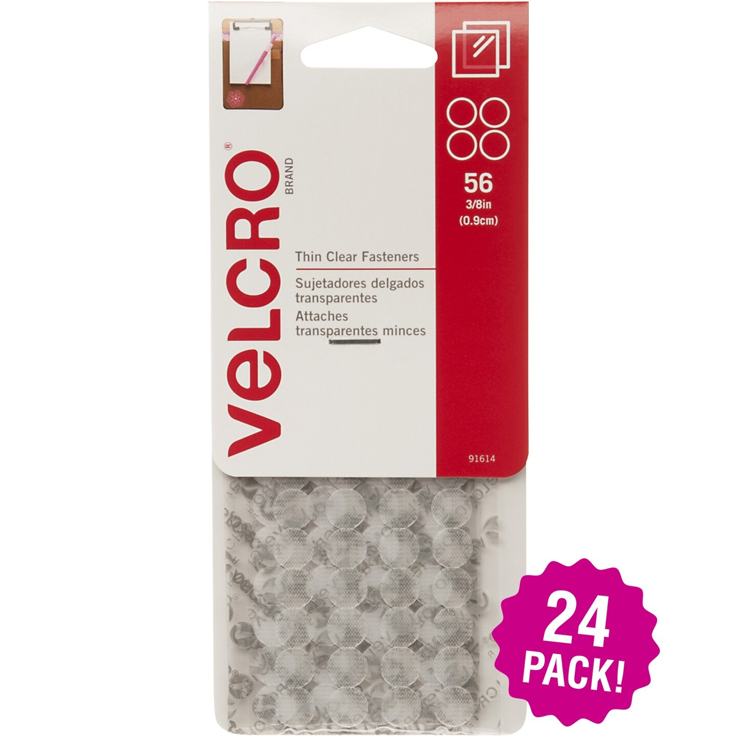 Multipack of 24 - VELCRO(R) Brand Thin Fasteners Dots .375&#x22; 56/Pkg-Clear