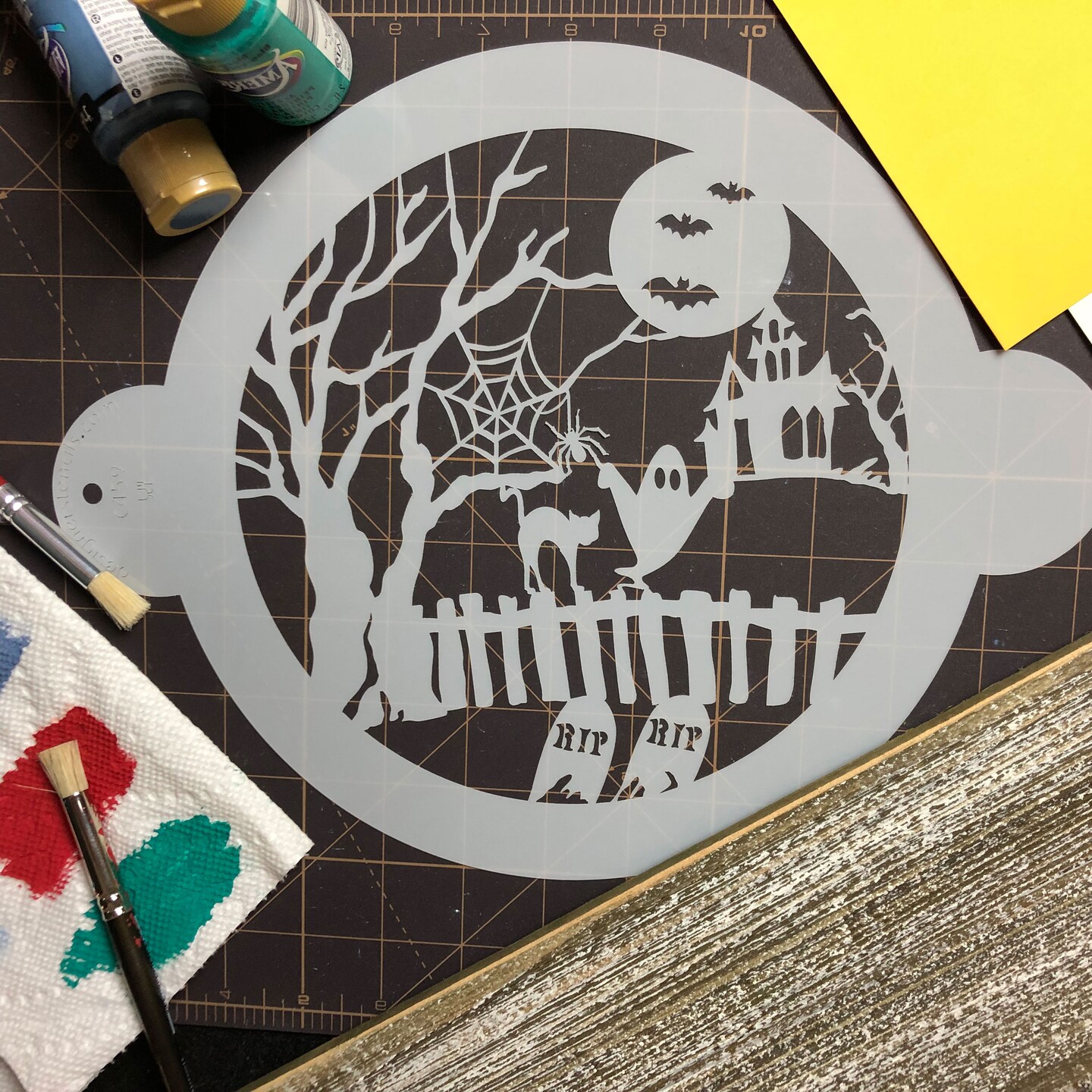 Halloween Fright Cake Stencil Top | C459 by Designer Stencils | Cake Decorating Tools | Baking Stencils for Royal Icing, Airbrush, Dusting Powder | Reusable Plastic Food Grade Stencil for Cakes | Easy to Use &#x26; Clean Cake Stencil
