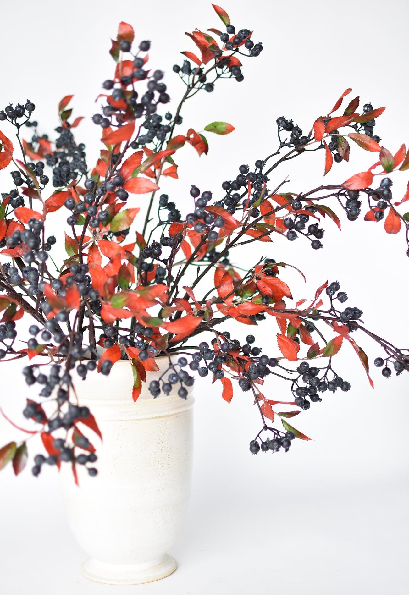 34&#x22; Faux Blue Berry w/ Red Foliage Stem