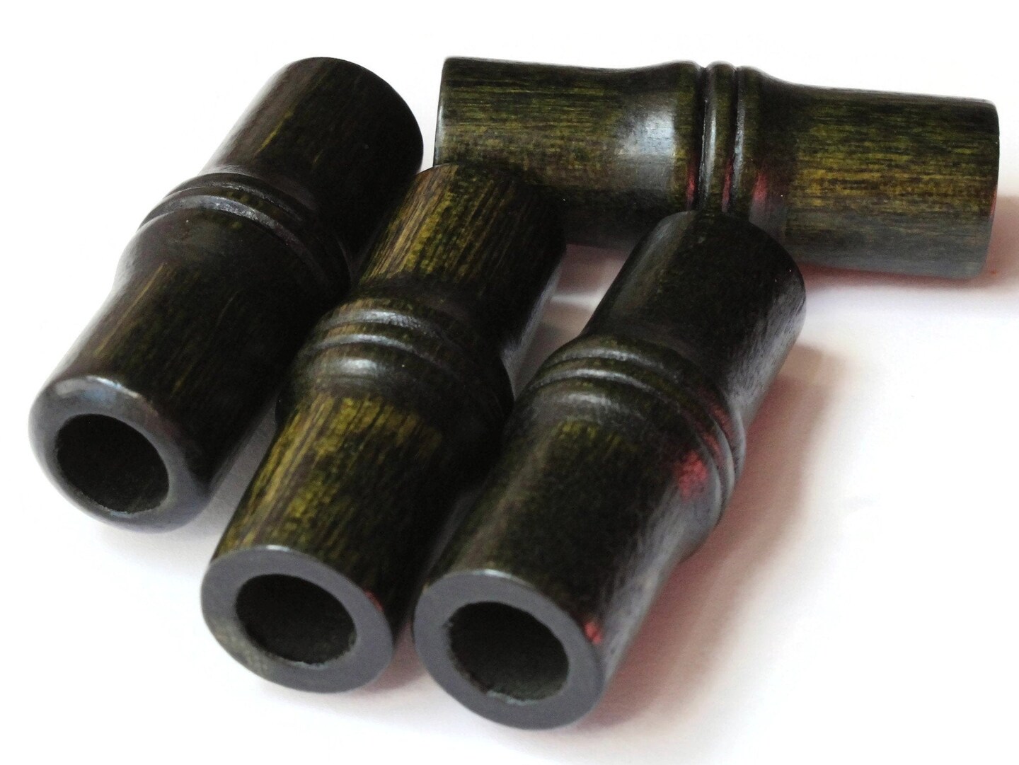 4 40mm Green Vintage Wood Tube Beads Large Hole Wooden Beads bC3