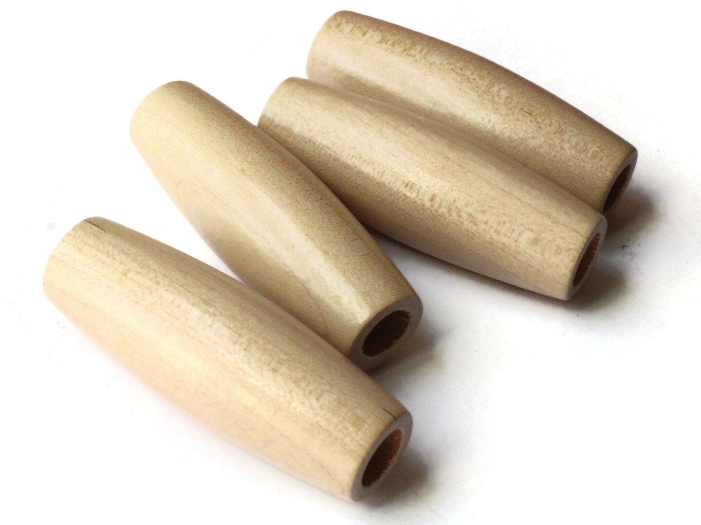 2 Inch Long Light Natural Brown Wood Tube Beads - Vintage Macrame Beads bH2