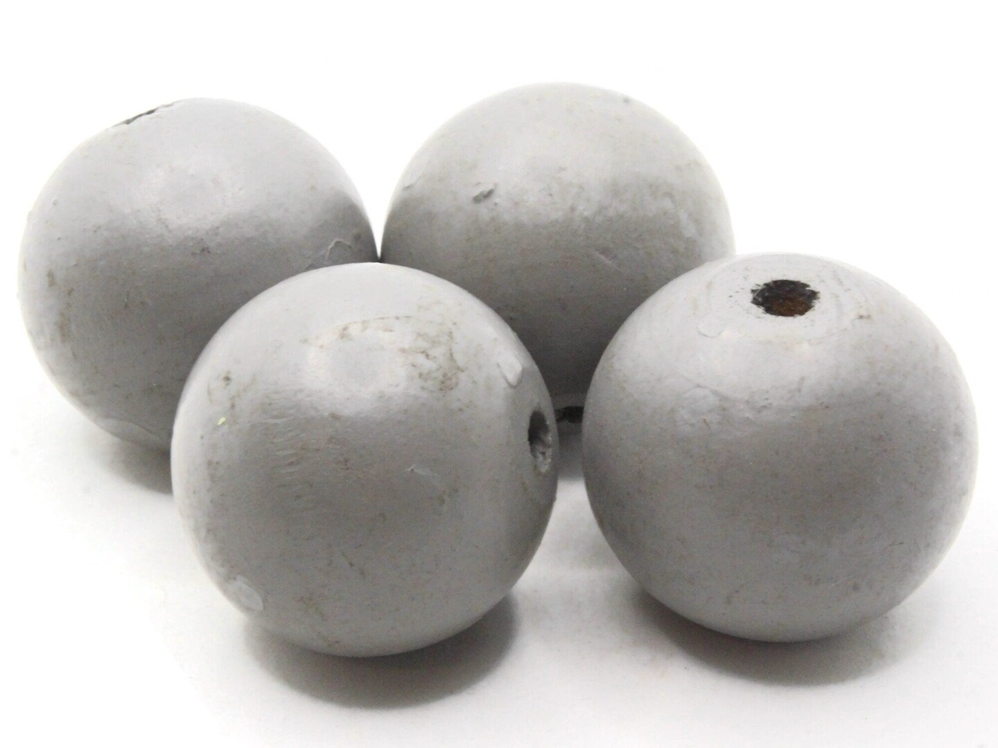 4 29mm Round Gray Vintage Wood Beads
