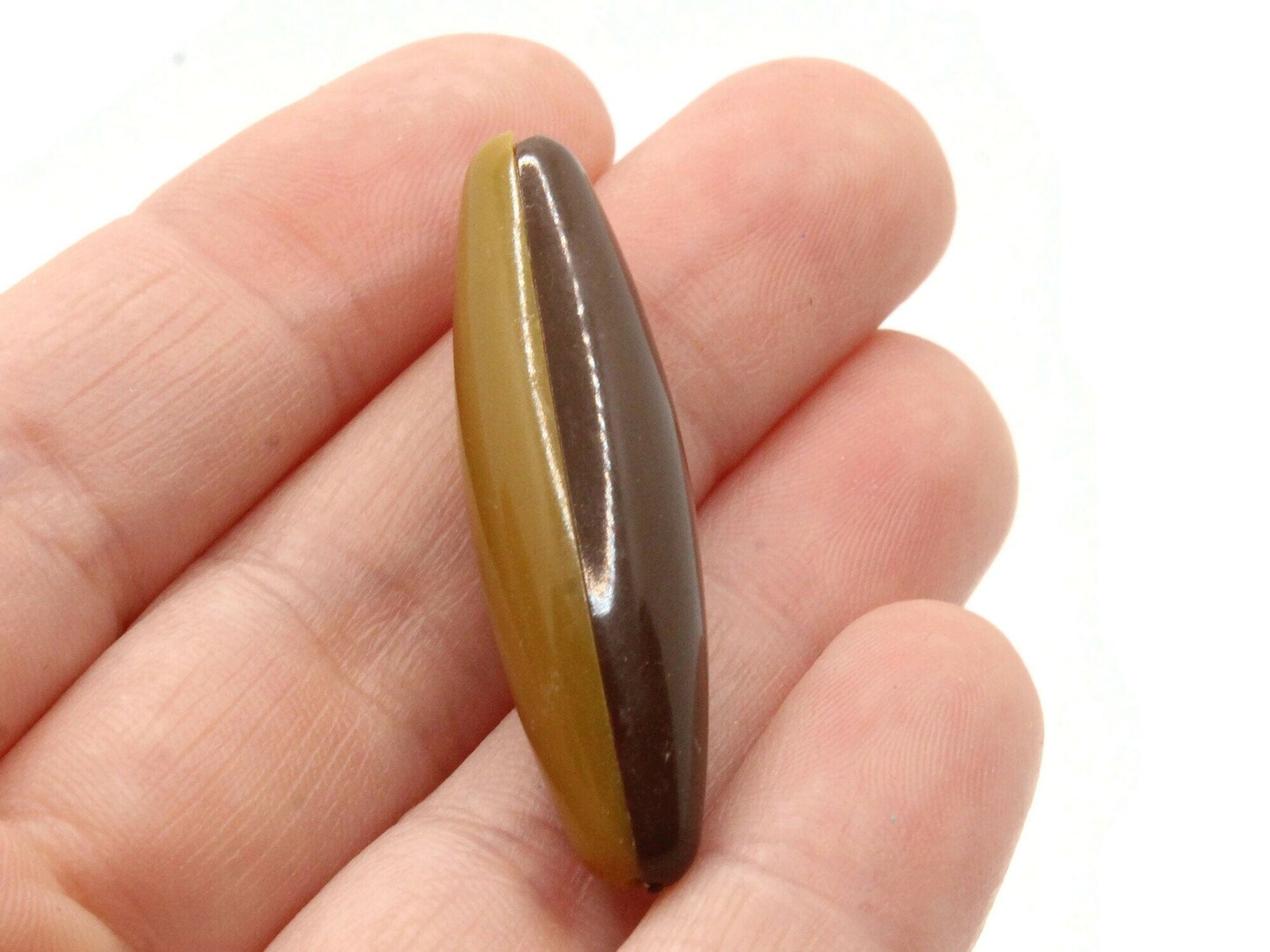 10 40mm Brown Two Tone Vintage Plastic Tube Beads