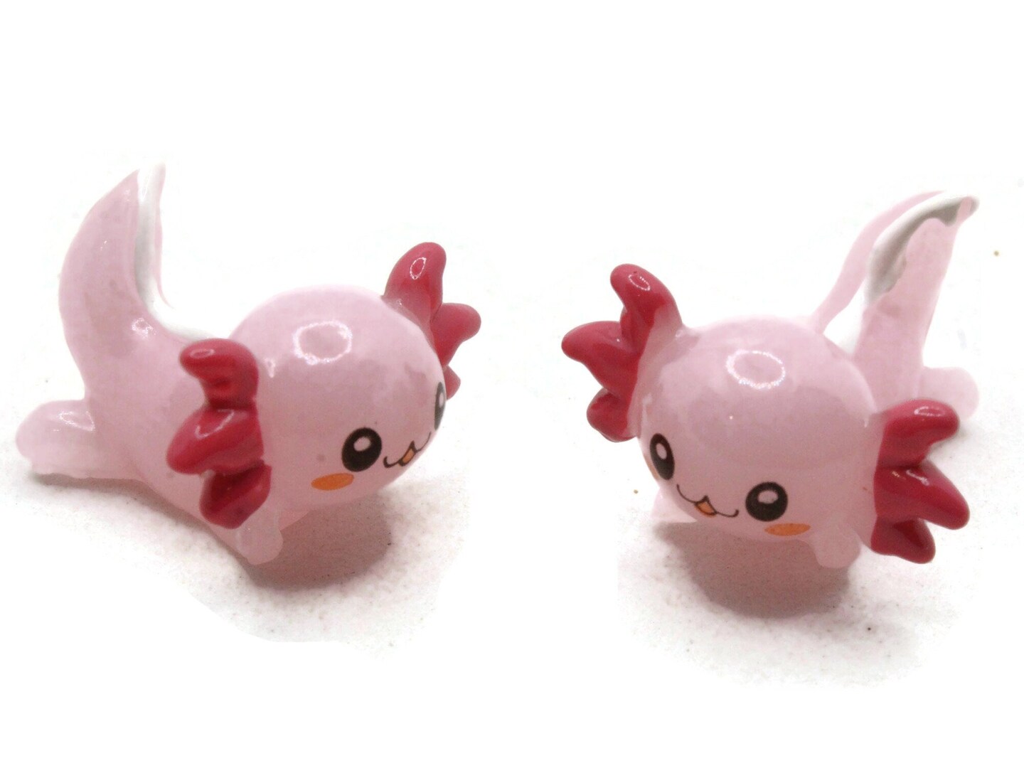 2 26mm Light Pink Axolotl Charms  Resin Miniature Animal Cabochons