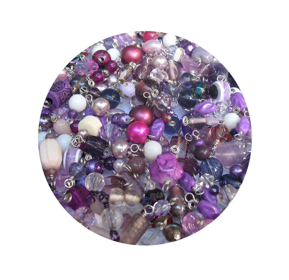 Purple Bead Charms Grab Bag, 25 pc Dangle Charm Assortment, Adorabilities