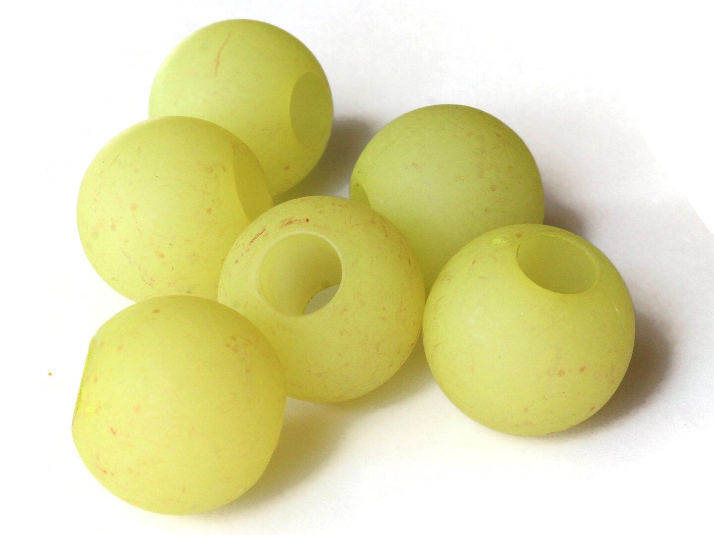 6 25mm x 22mm Translucent Green Round Large Hole Acrylic Beads