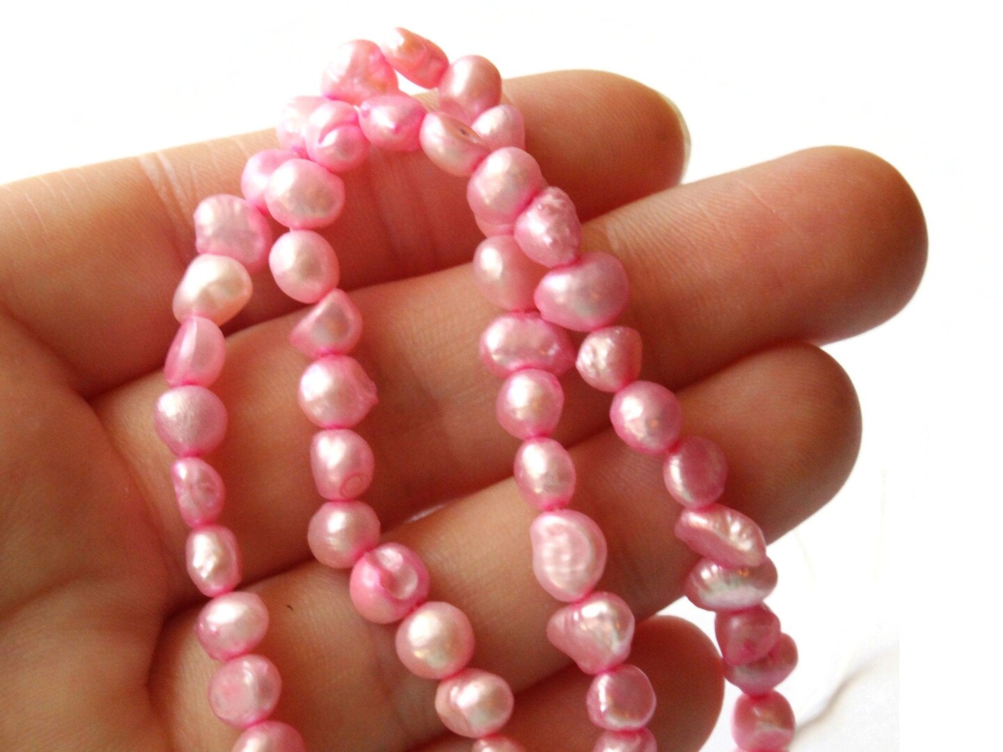 68 6mm Pink Natural Pearl Baroque Beads