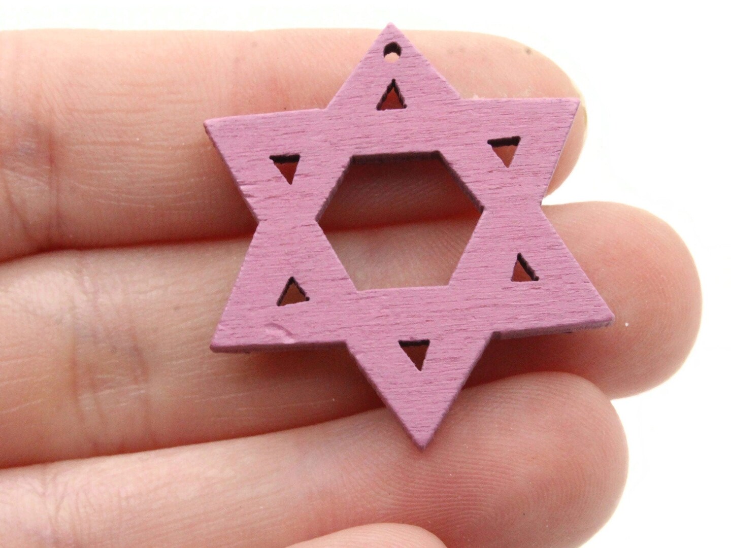 10 32mm Mauve Pink Star of David Wood Pendants - Wooden Beads