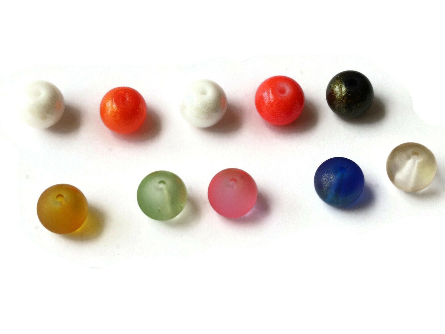 10 Colors 10mm Round Glass Mixed Color Beads Kit