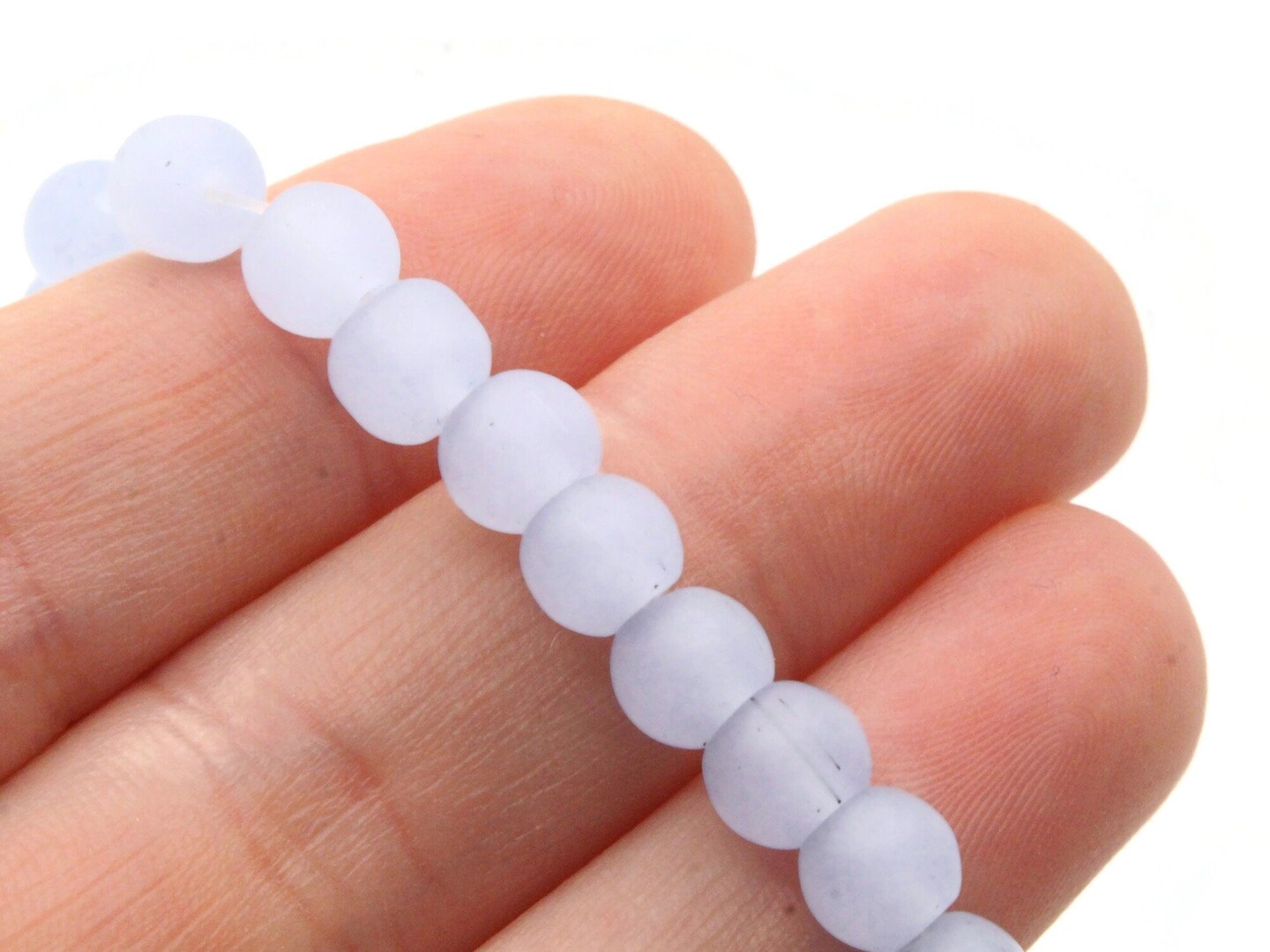 35 6.5mm Light Blue Frosted Glass Round Beads Glass Michaels