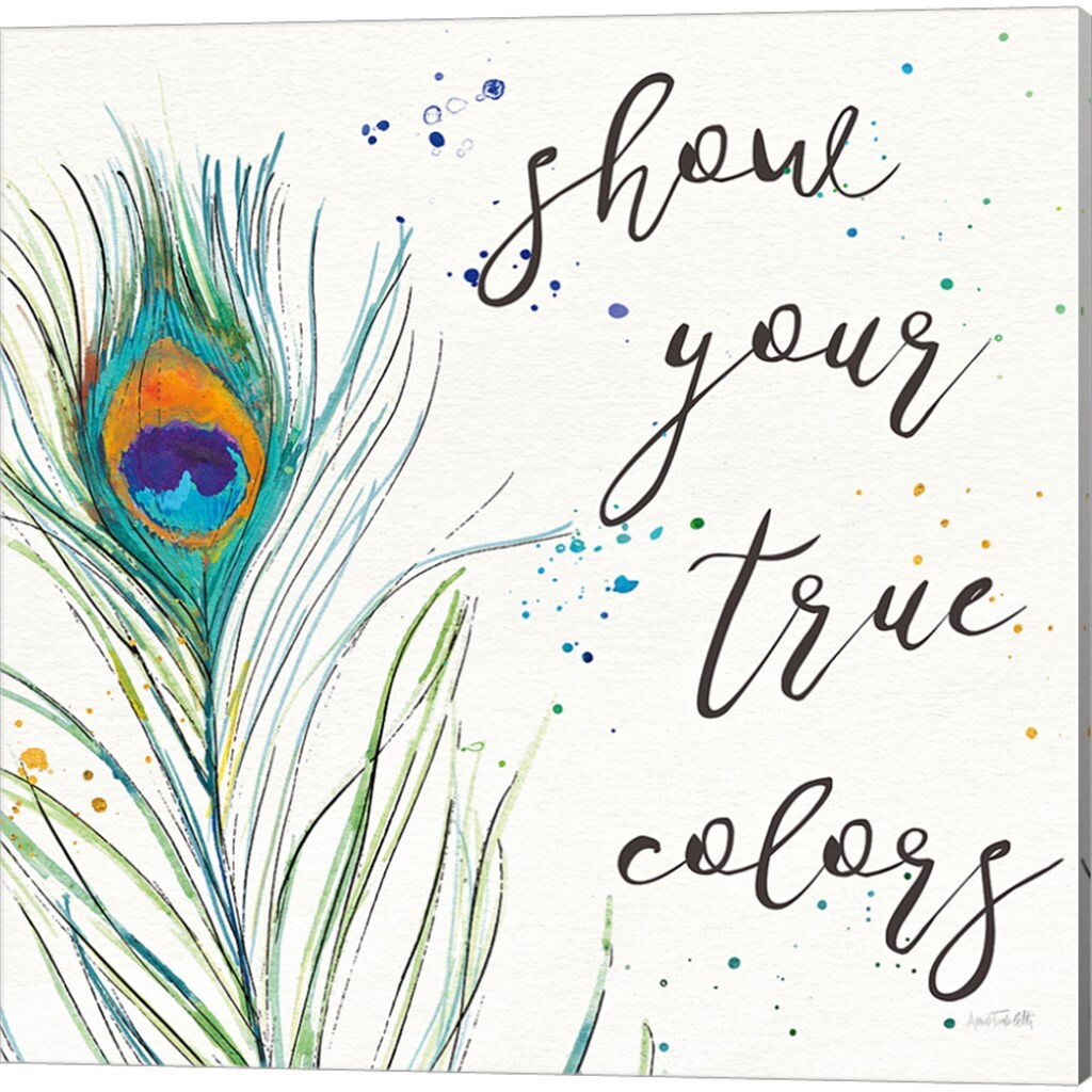 Peacock Garden by Anne Tavoletti 14" x 14" Canvas Wall Art (Set of 2)