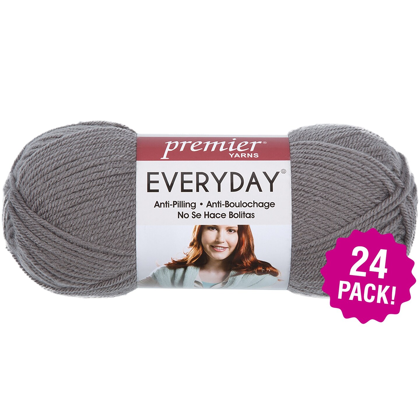 Multipack of 24 - Premier Yarns Anti-Pilling Everyday Worsted Solid Yarn-Steel